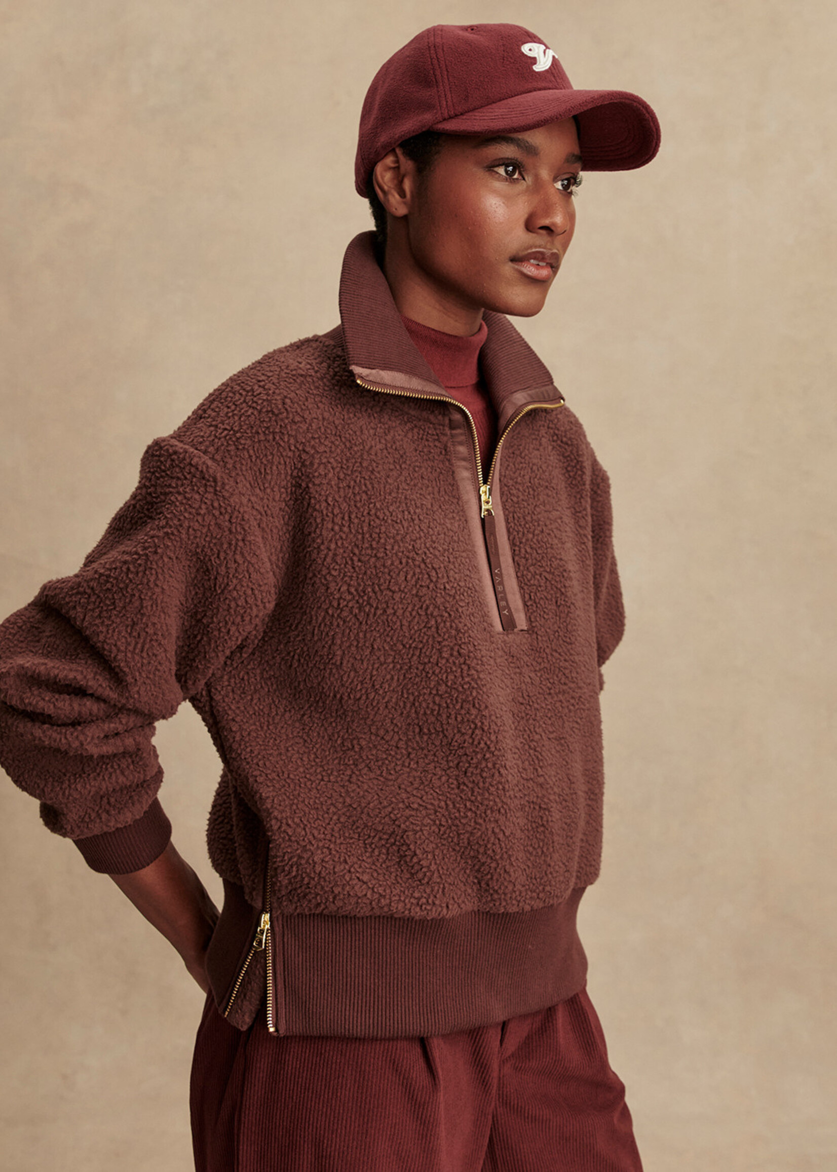 Varley Roselle Half Zip Fleece Deep Mahogany