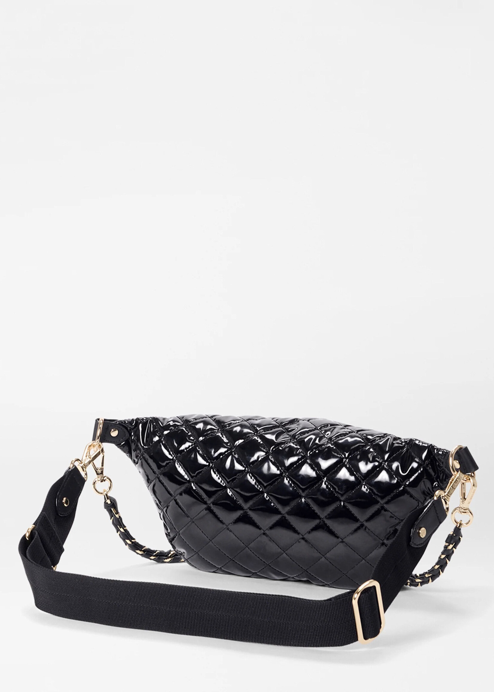 MZ Wallace Small Crosby Crossbody Sling Black Lacquer