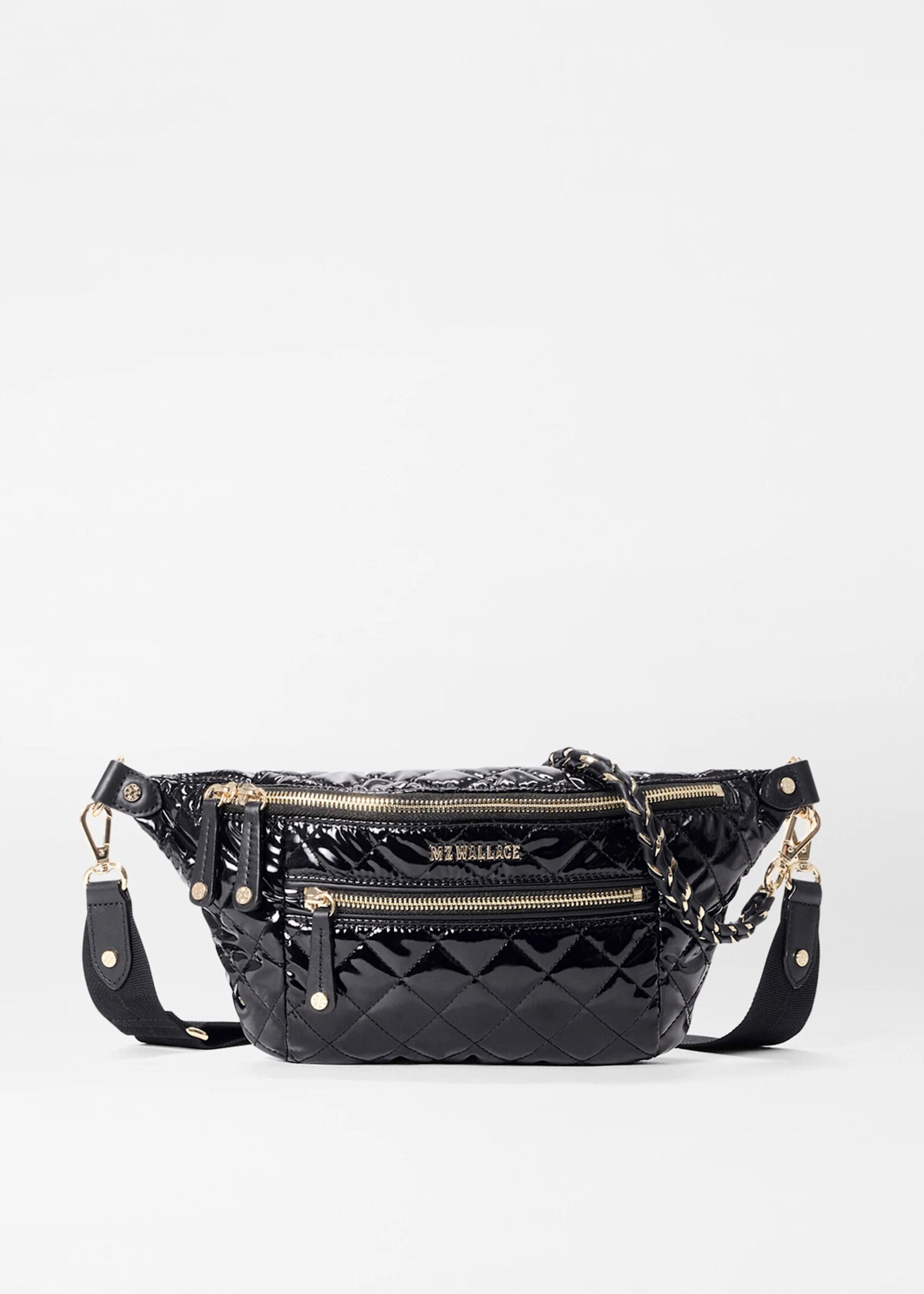 MZ Wallace Small Crosby Crossbody Sling Black Lacquer