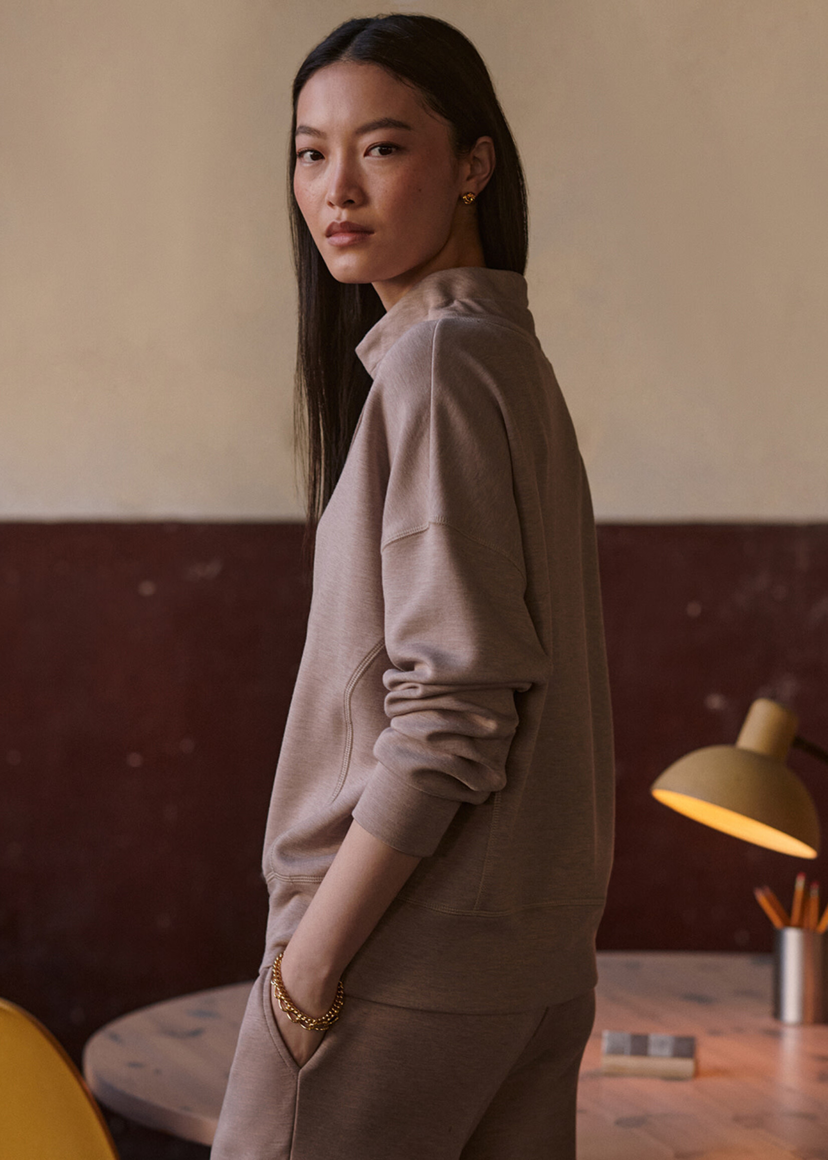 Varley Oakdale Sweat Taupe Marl