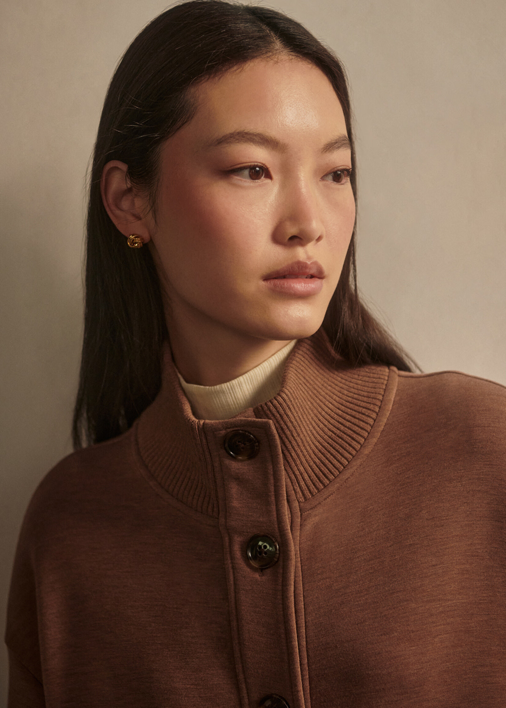 Varley Sabrina Button Through Golden Bronze Marl