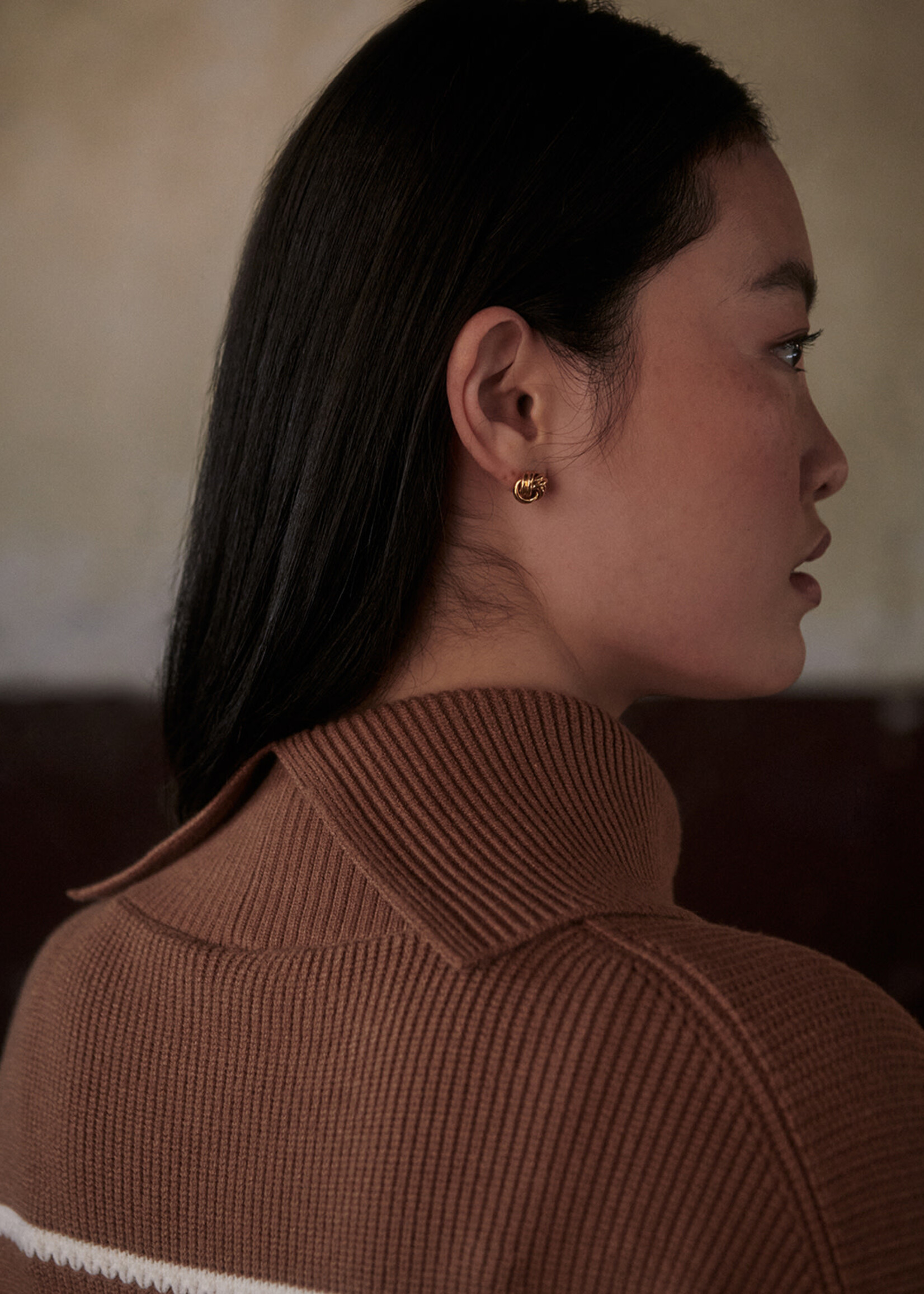 Varley Hamish Stitch Knit Sweater Golden Bronze