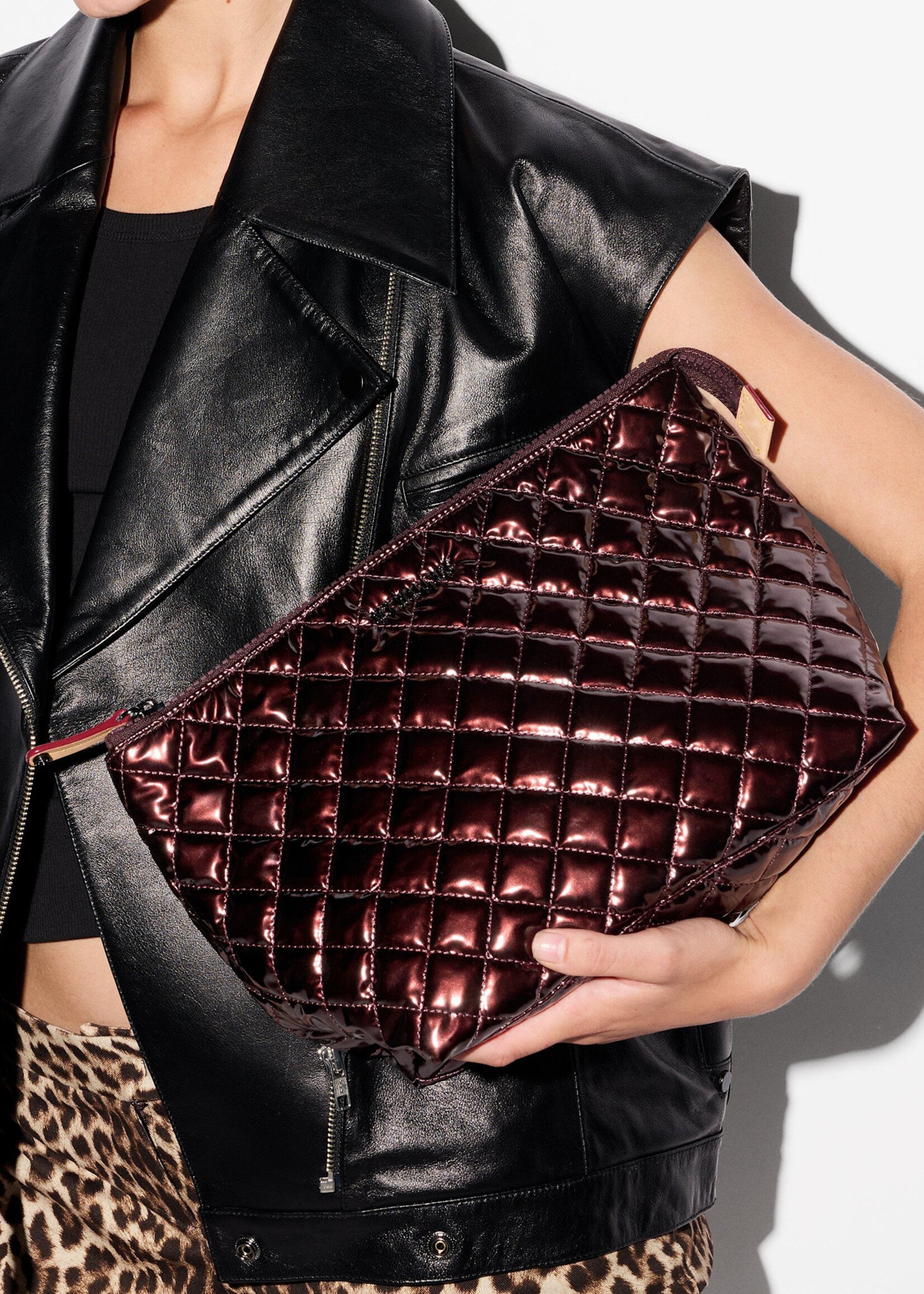 MZ Wallace Large Zoey II Cosmetic Bordeaux Lacquer