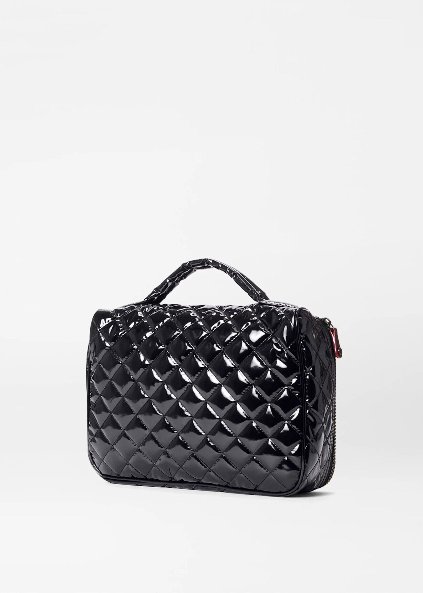 MZ Wallace Zip Round Cosmetic Black Lacquer