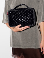 MZ Wallace Zip Round Cosmetic Black Lacquer