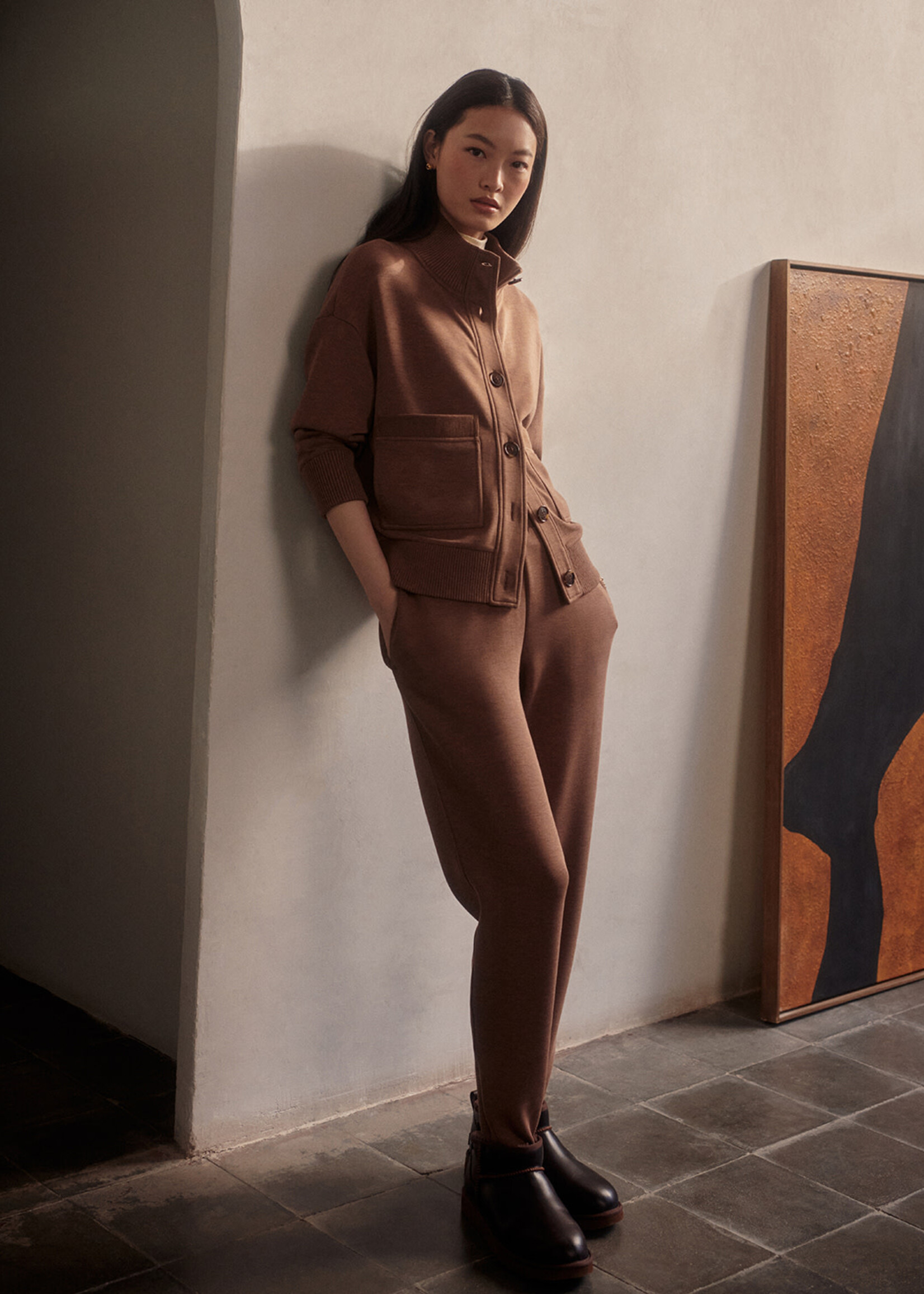 Varley The Slim Zip Hem Pant 26 Golden Bronze Marl