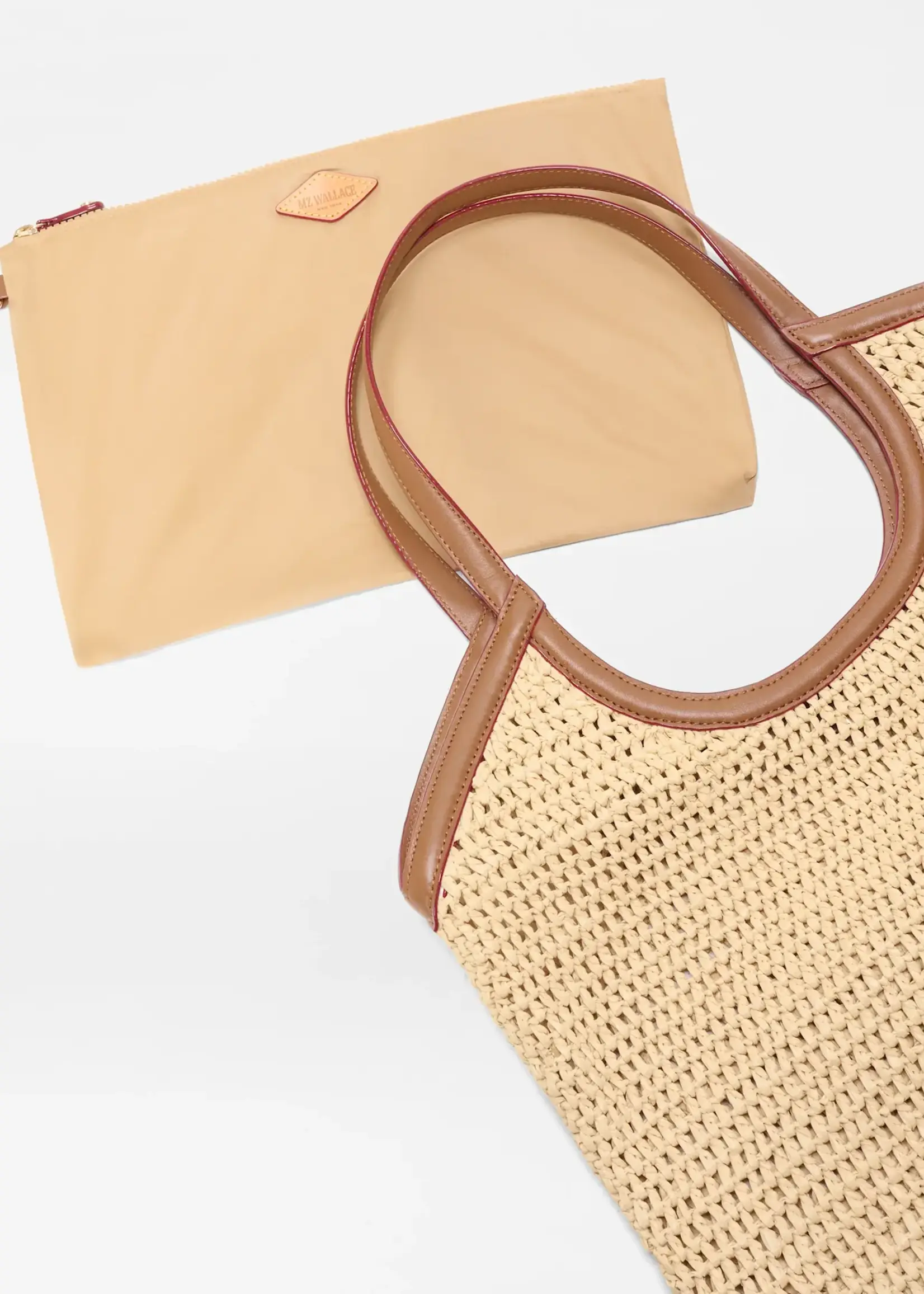 MZ Wallace Large Crochet Georgica Tote Camel