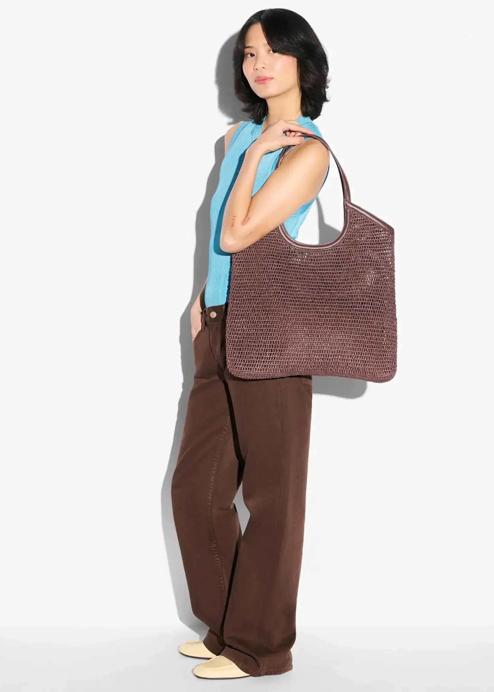 MZ Wallace Large Crochet Georgica Tote Brown