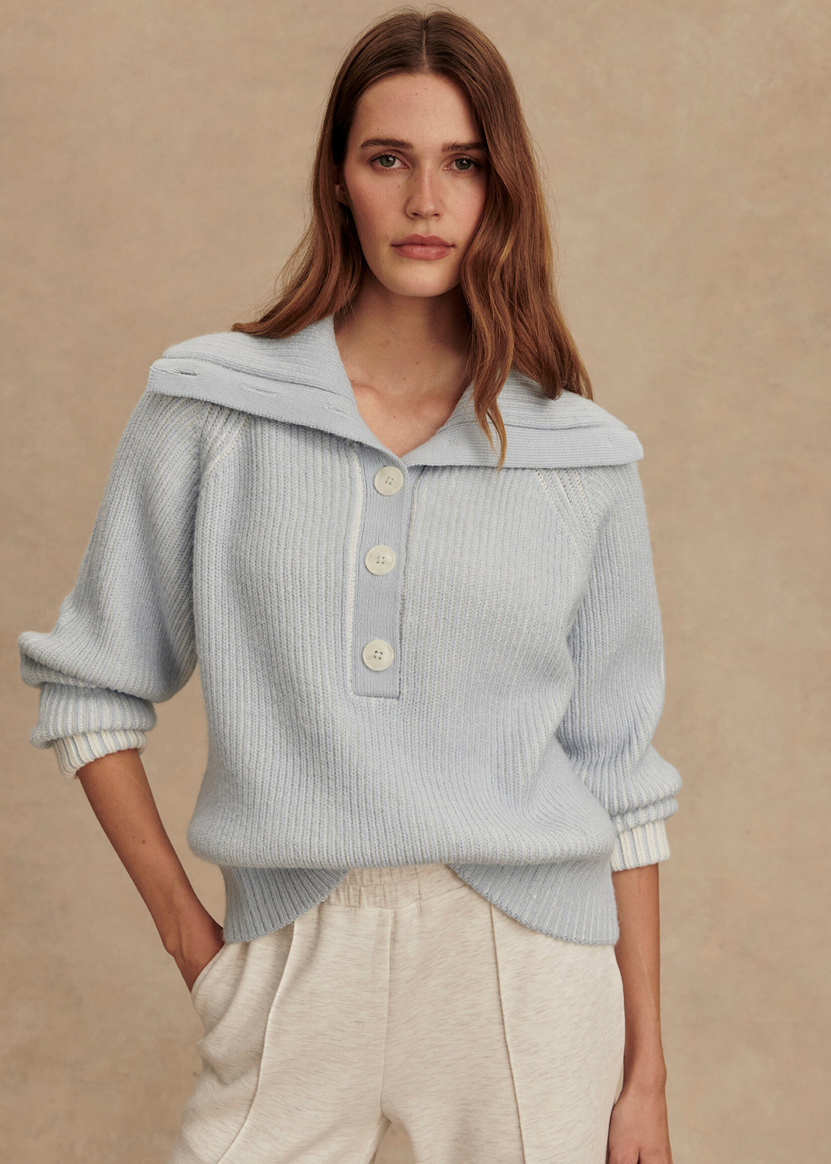Varley Filey Plated Sweater Mist Blue
