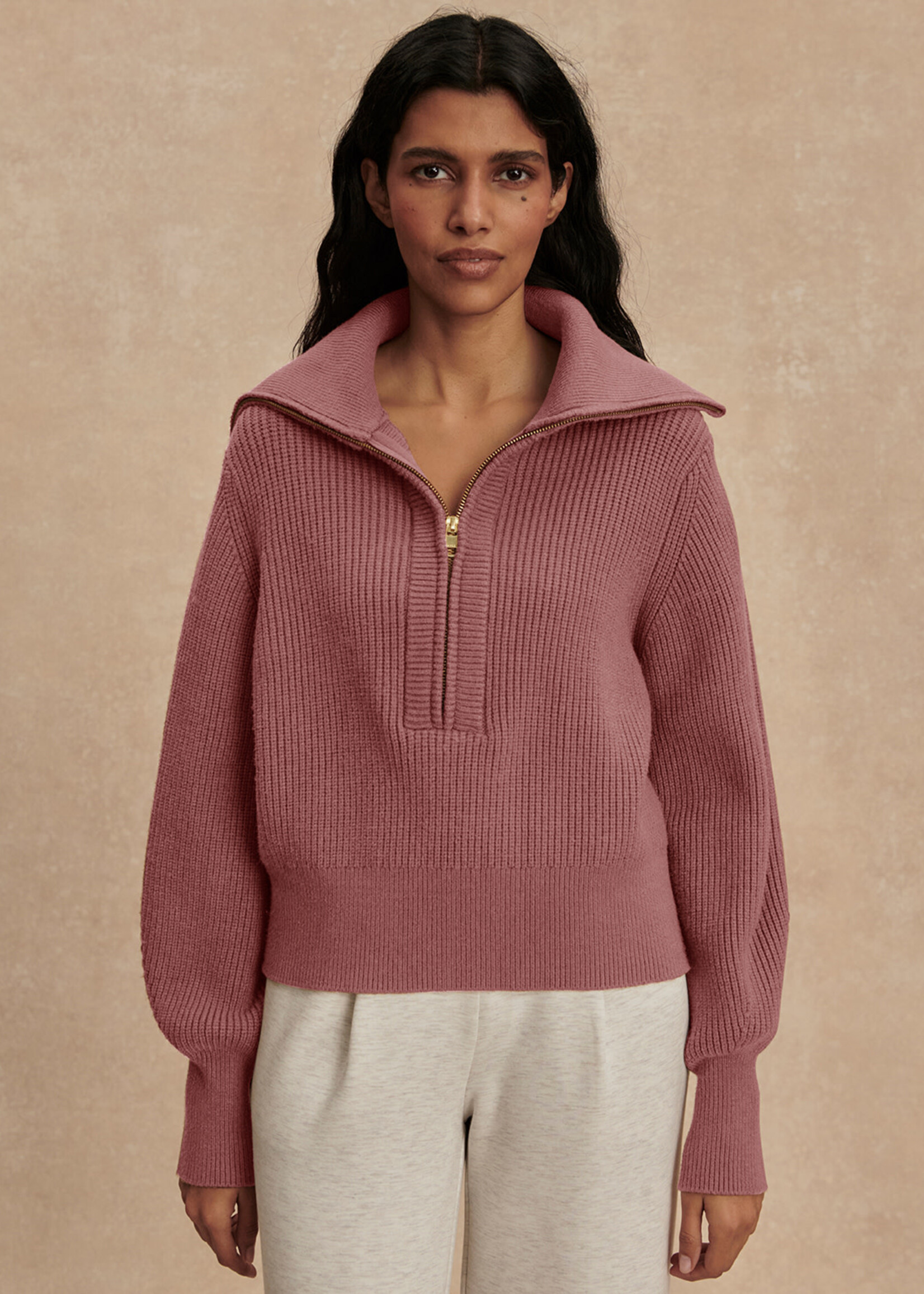 Varley Maura Half Zip Knit Wistful Mauve