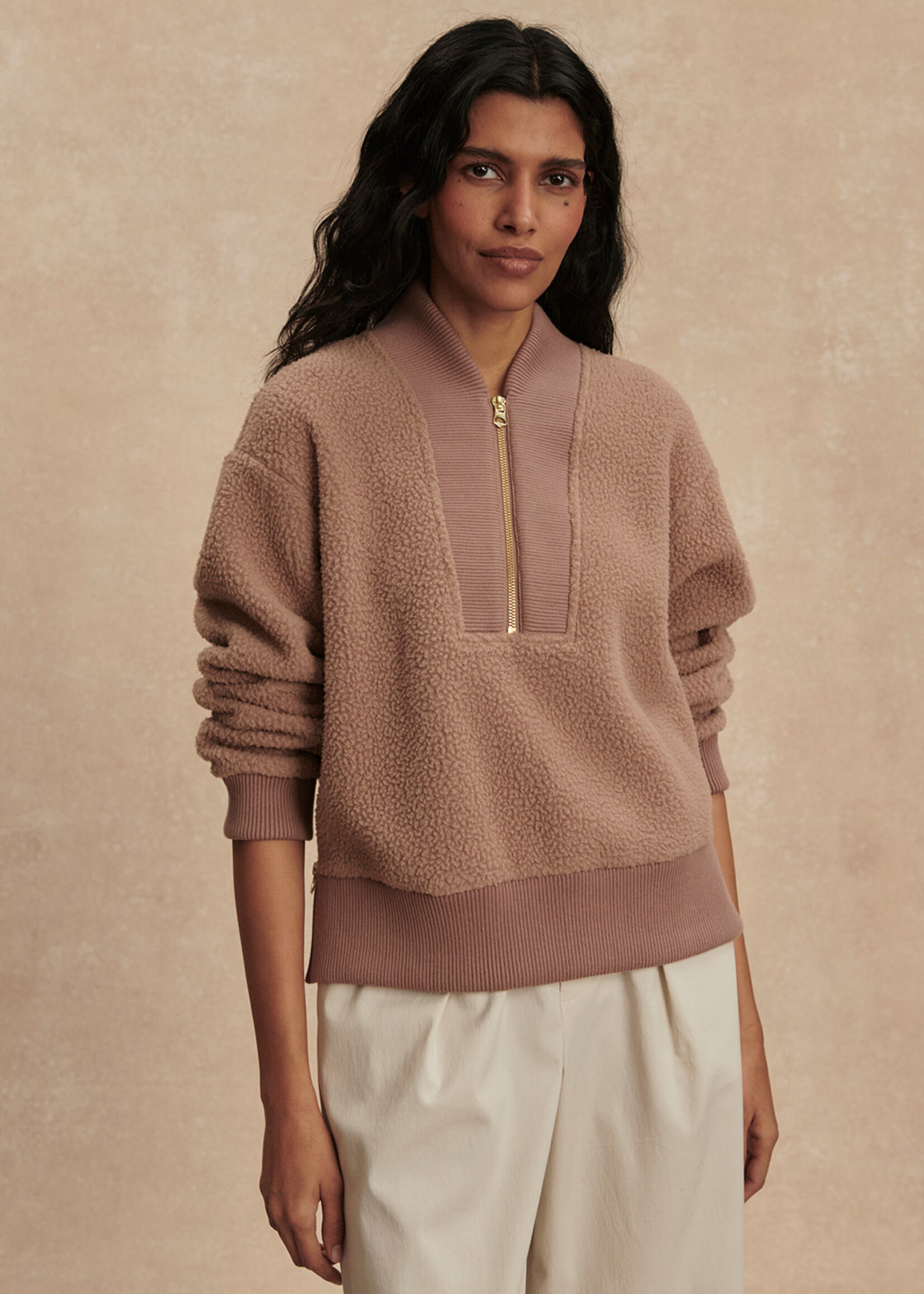 Varley Mumford Half Zip Fleece Ginger Snap