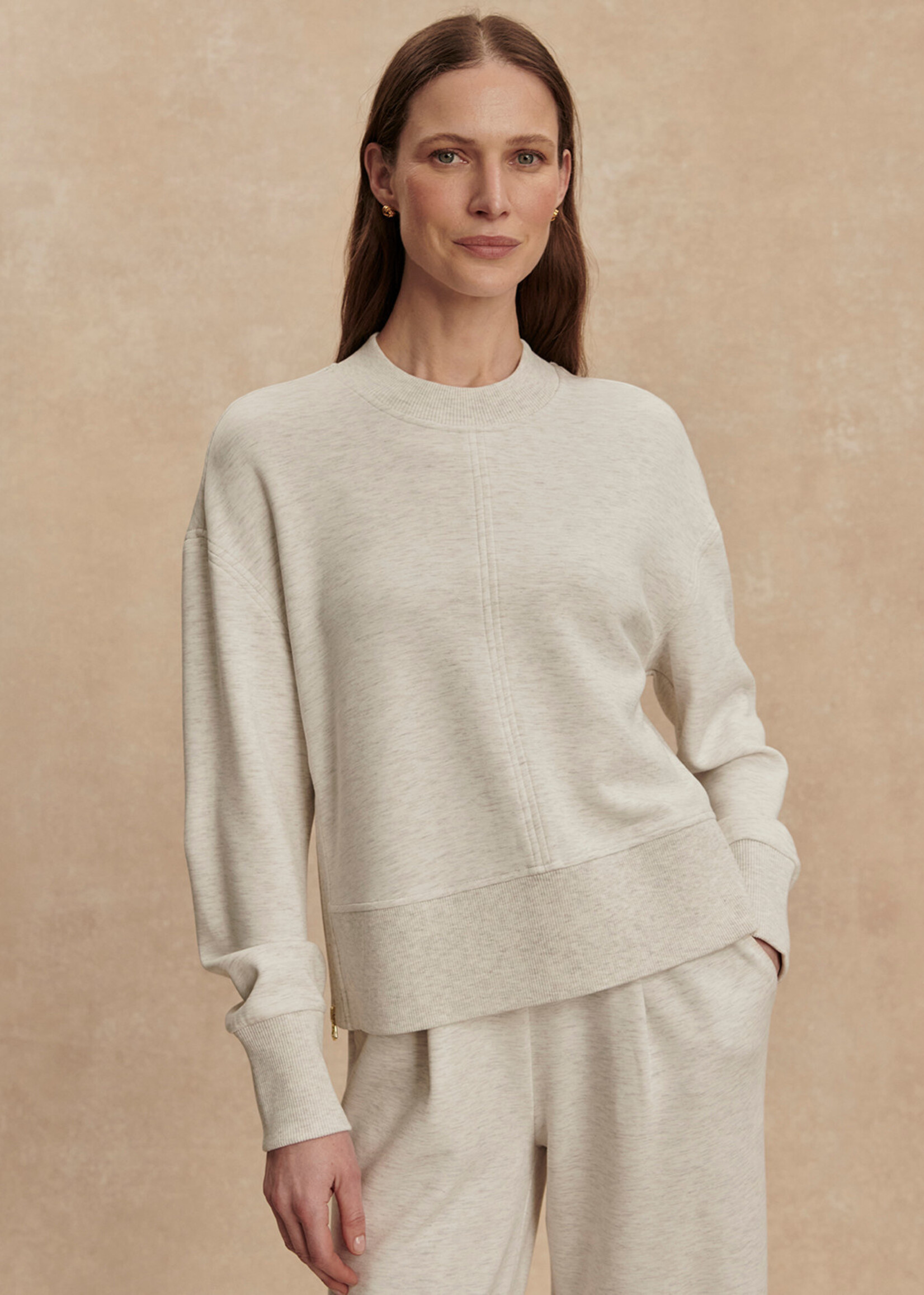 Varley Philippe Crop Sweat Ivory Marl