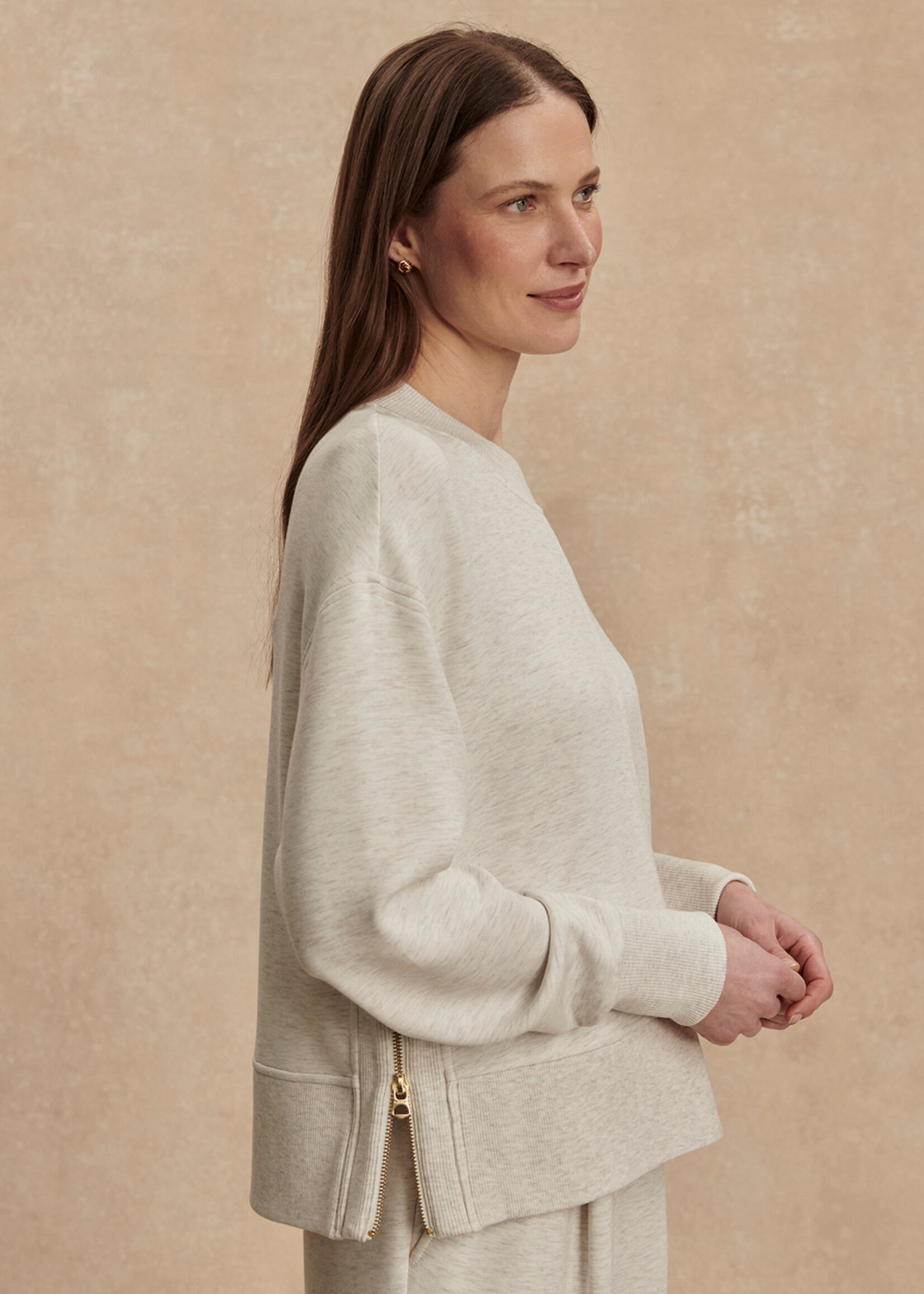 Varley Philippe Crop Sweat Ivory Marl