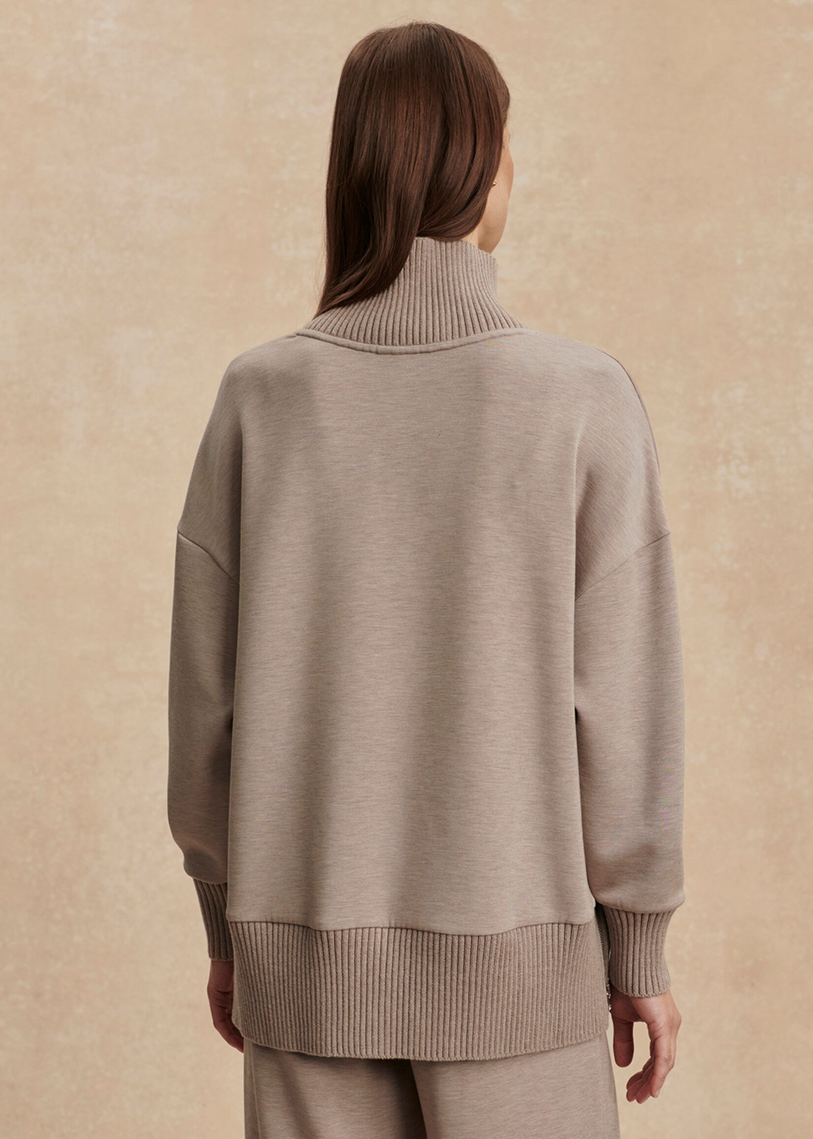 Varley Barker High Neck Sweat Taupe Marl