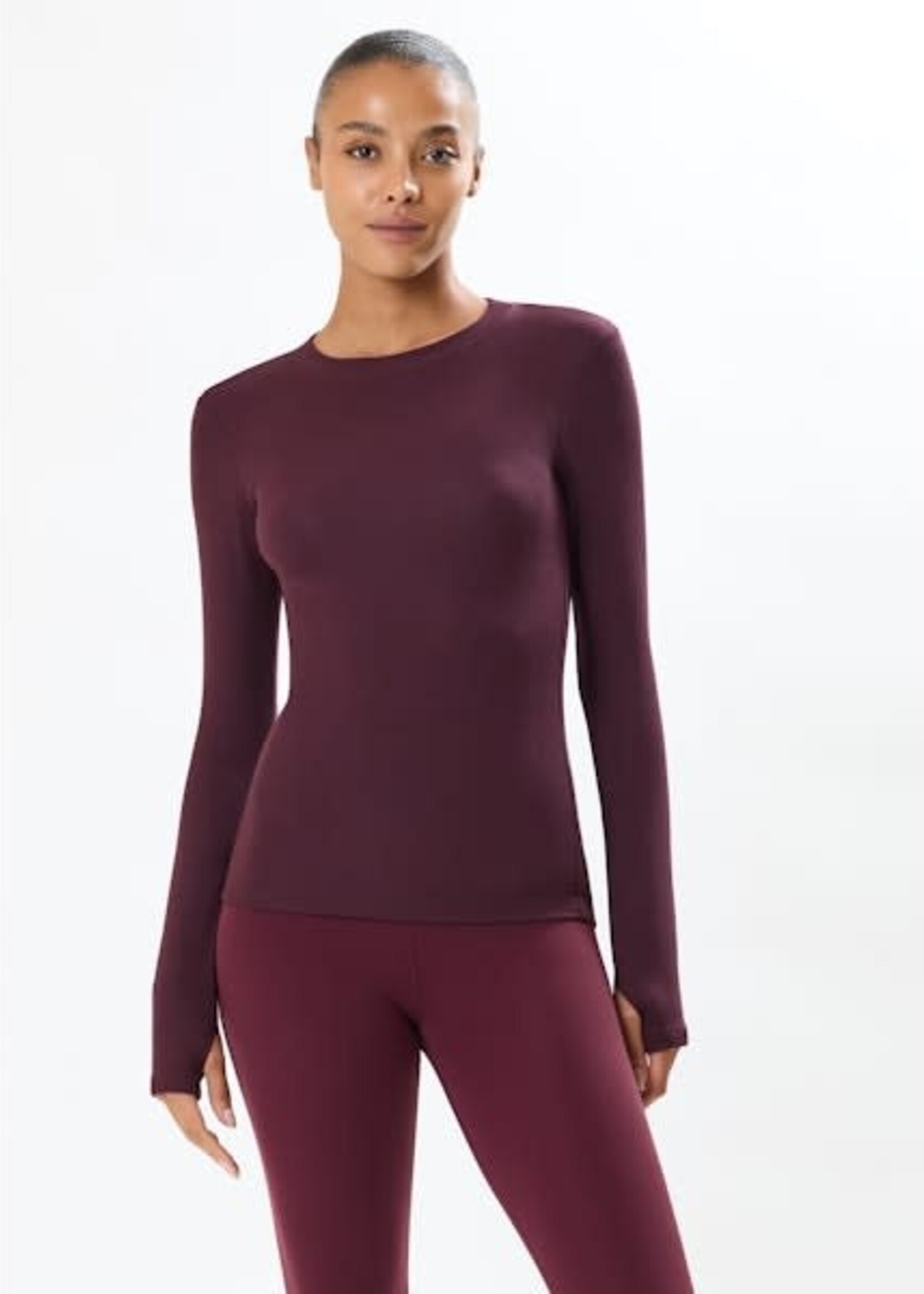Splits59 Louise Rib Long Sleeve Dark Cherry