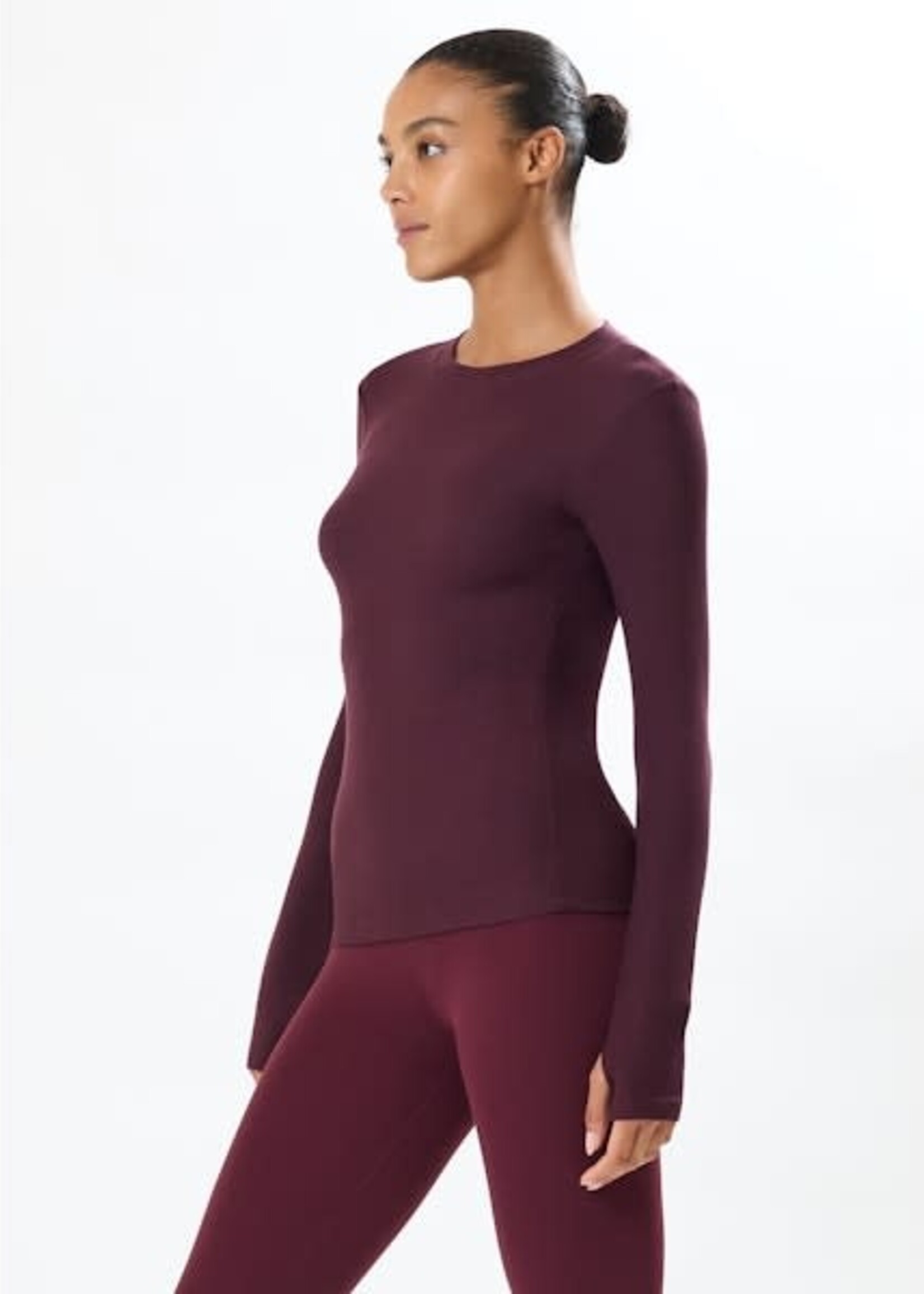 Splits59 Louise Rib Long Sleeve Dark Cherry