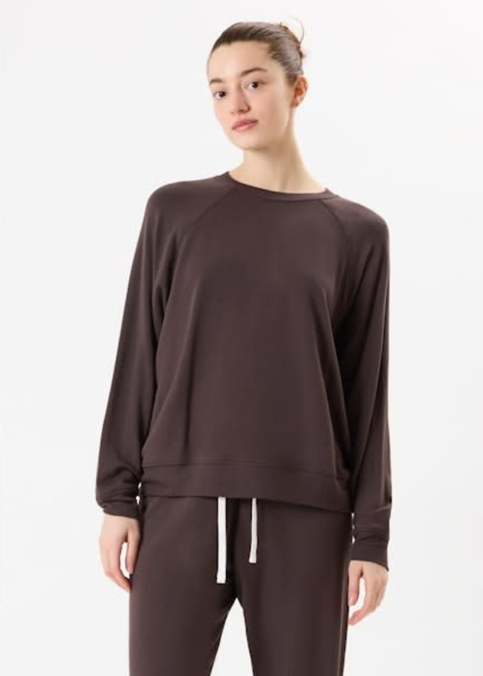 Splits59 Andie Oversized Fleece Sweatshirt Dark Chocolate