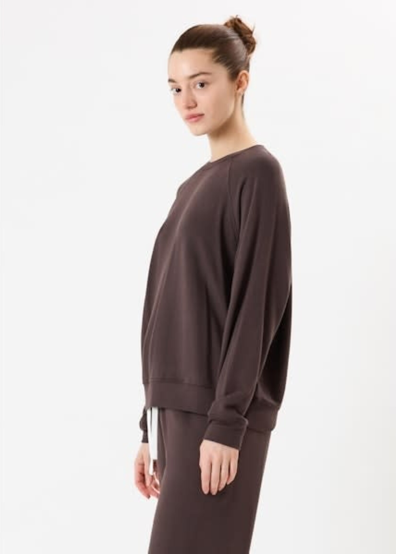 Splits59 Andie Oversized Fleece Sweatshirt Dark Chocolate