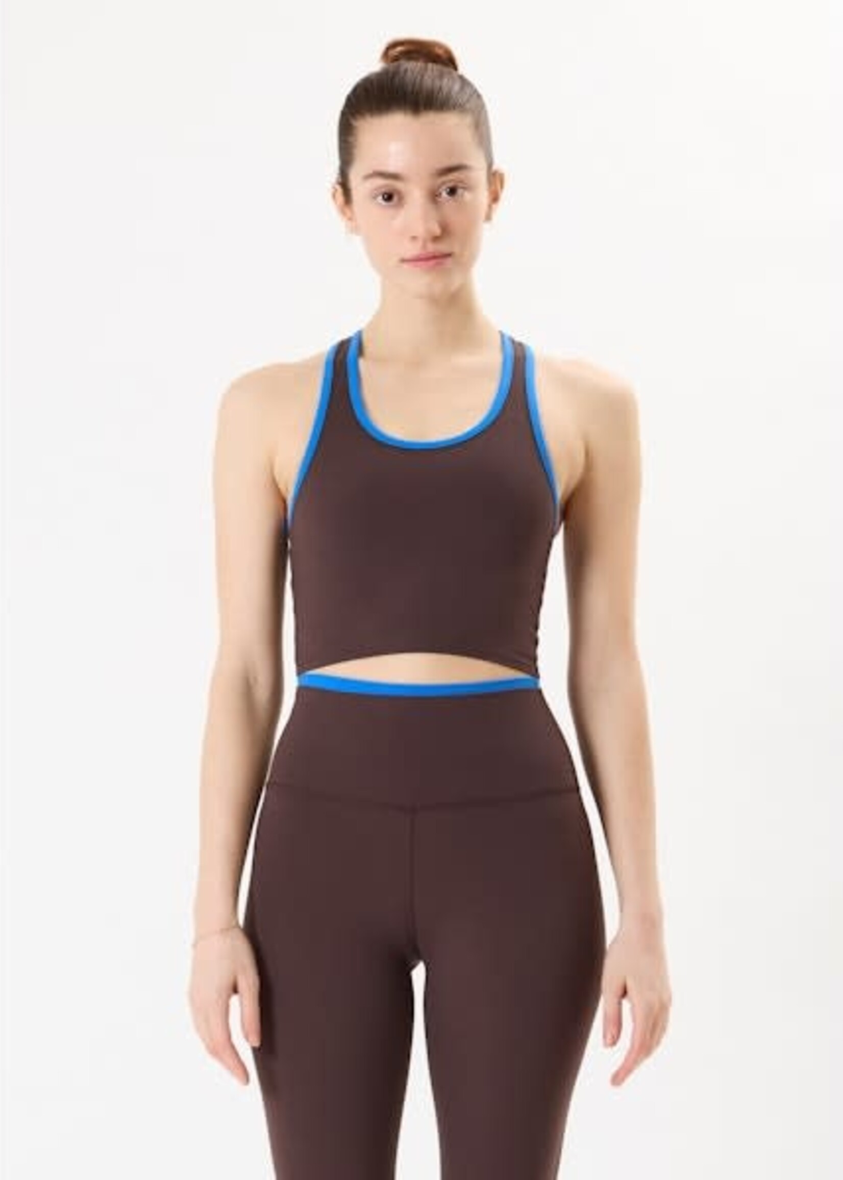 Splits59 Amber Airweight Bralette Dark Chocolate/Blue