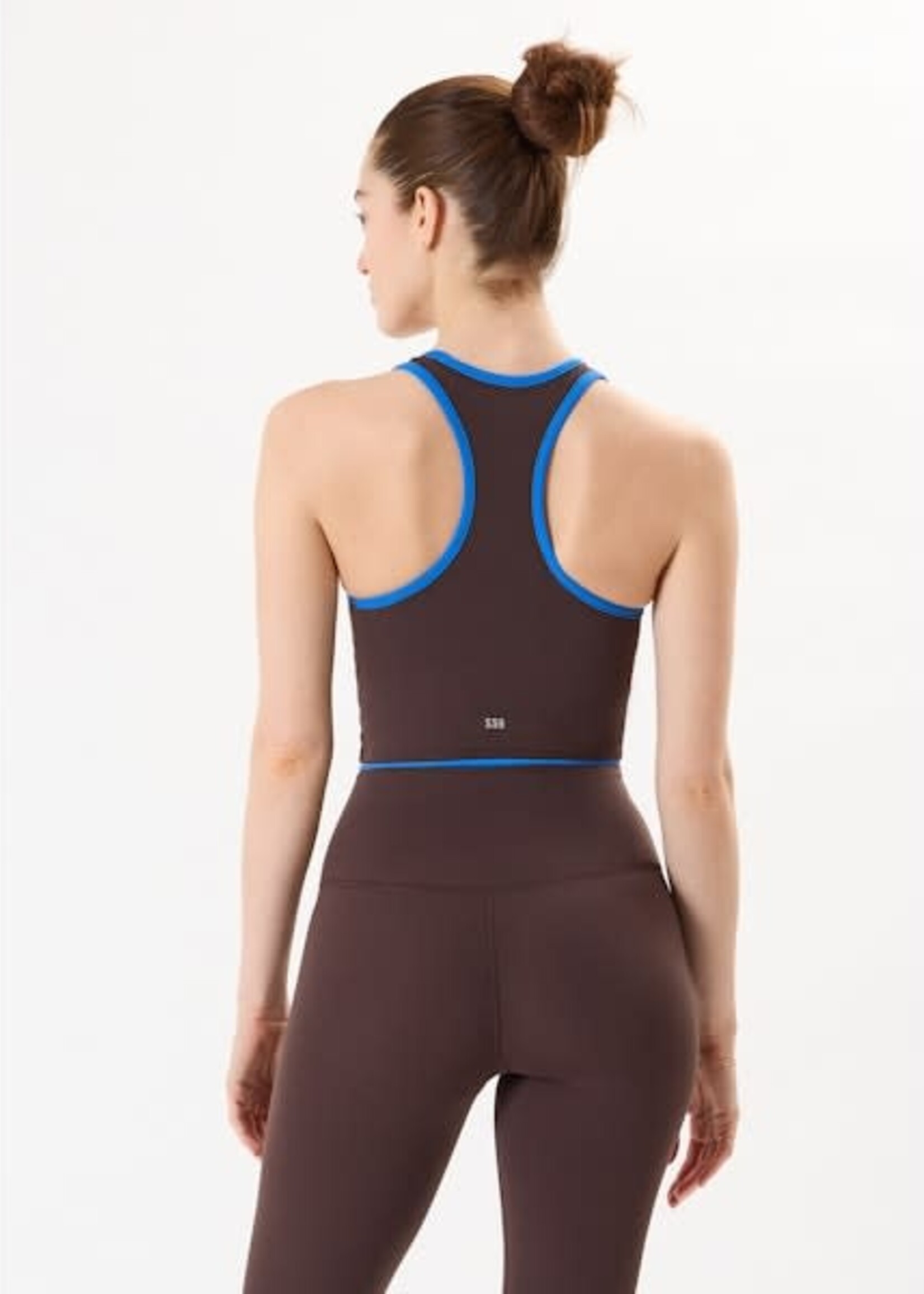 Splits59 Amber Airweight Bralette Dark Chocolate/Blue