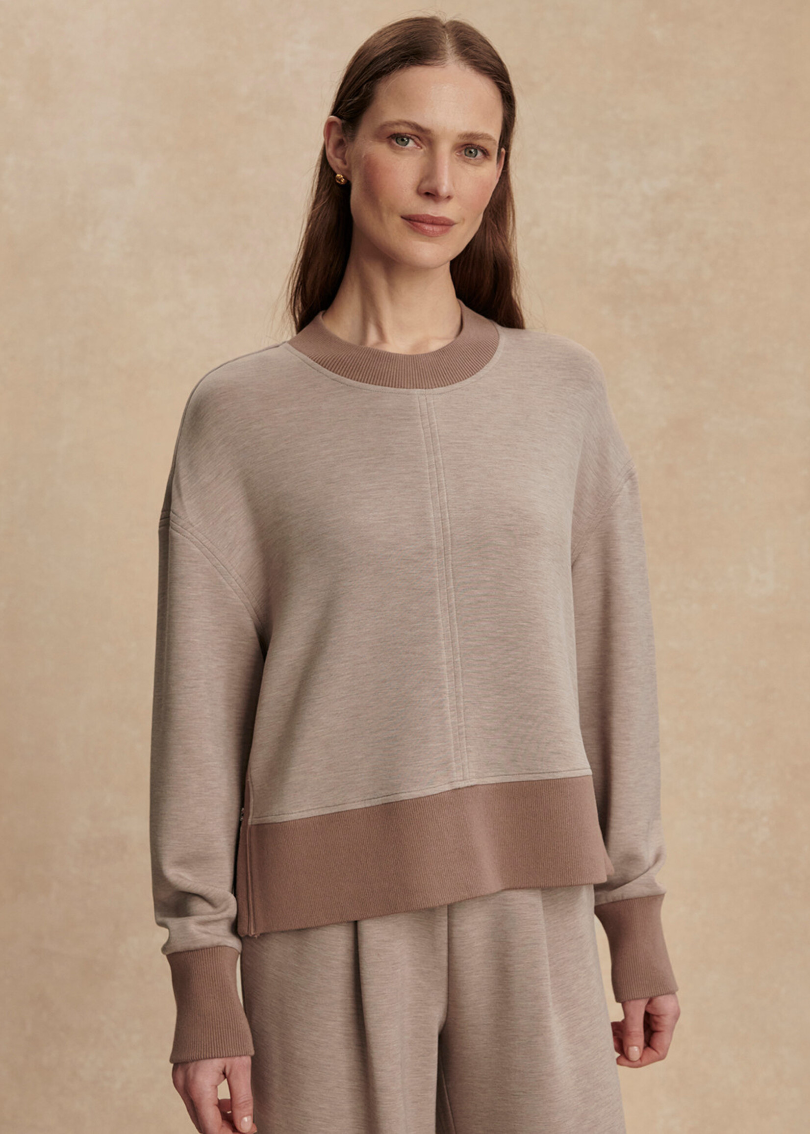 Varley Philippe Crop Sweat Taupe Marl