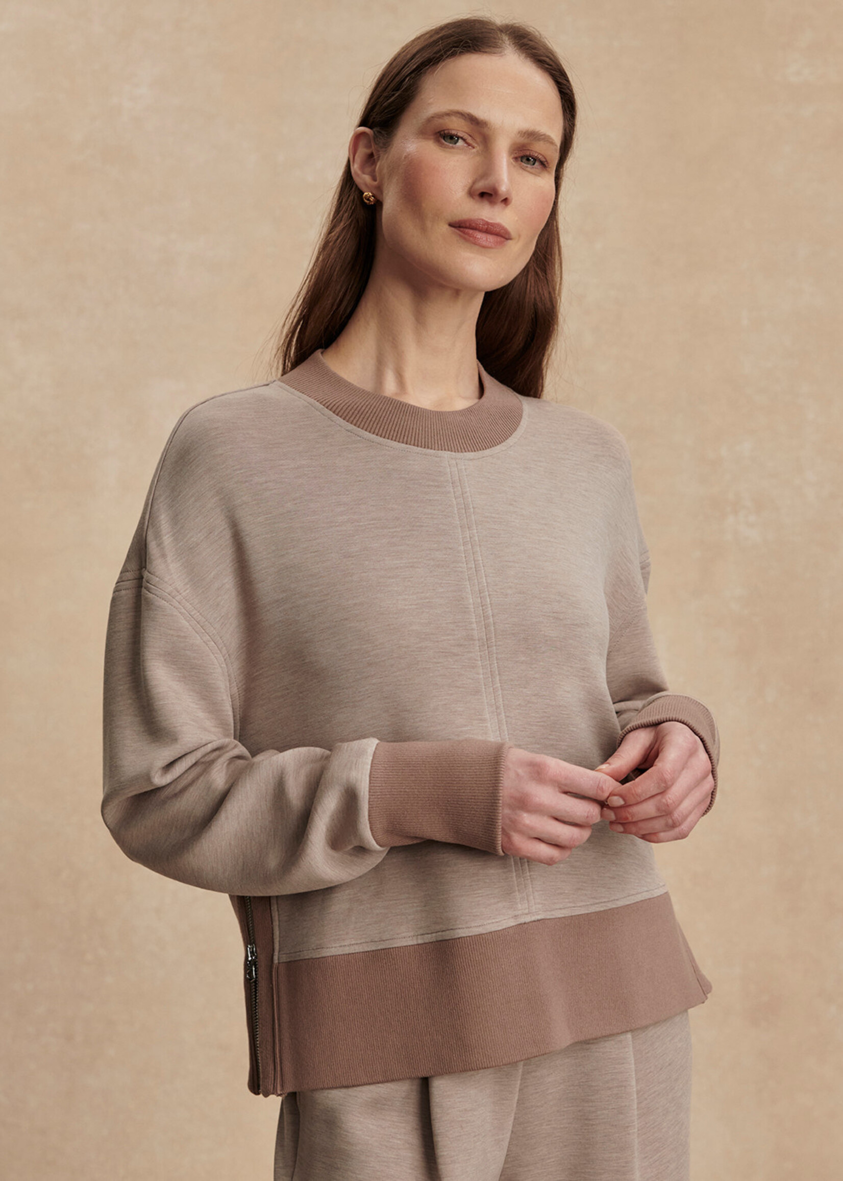 Varley Philippe Crop Sweat Taupe Marl