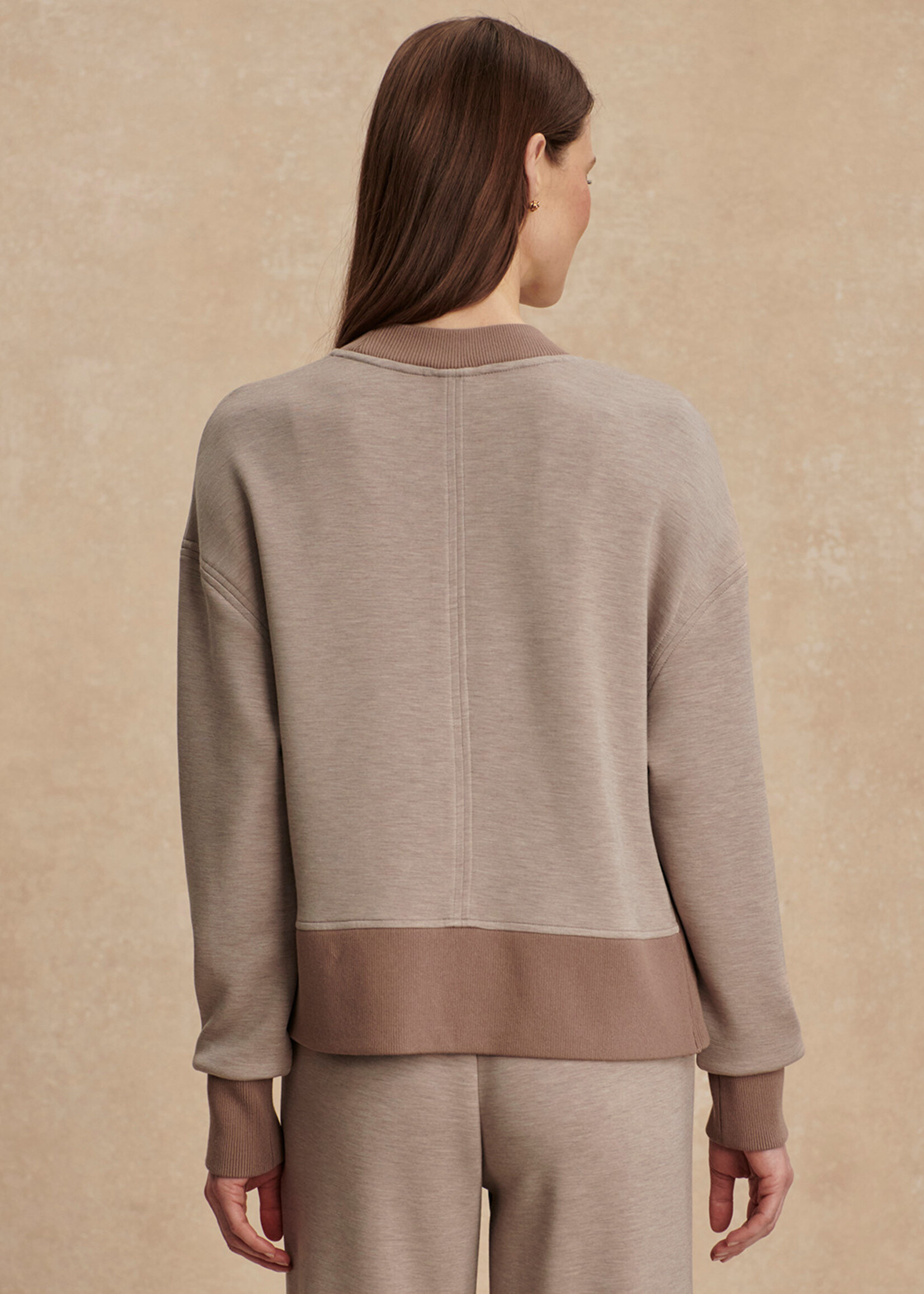 Varley Philippe Crop Sweat Taupe Marl