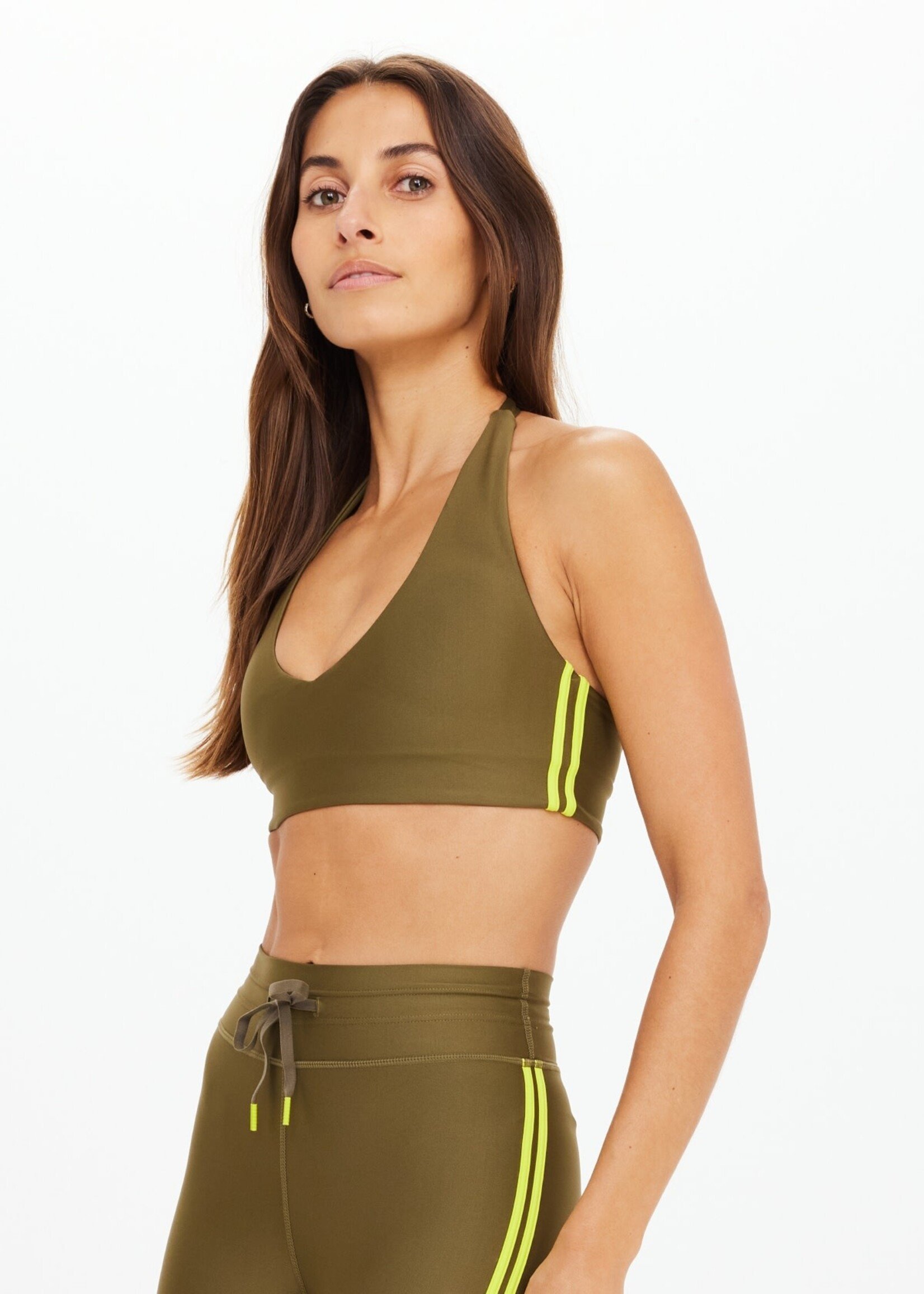 The Upside Oxford Ulla Halter Bra Olive