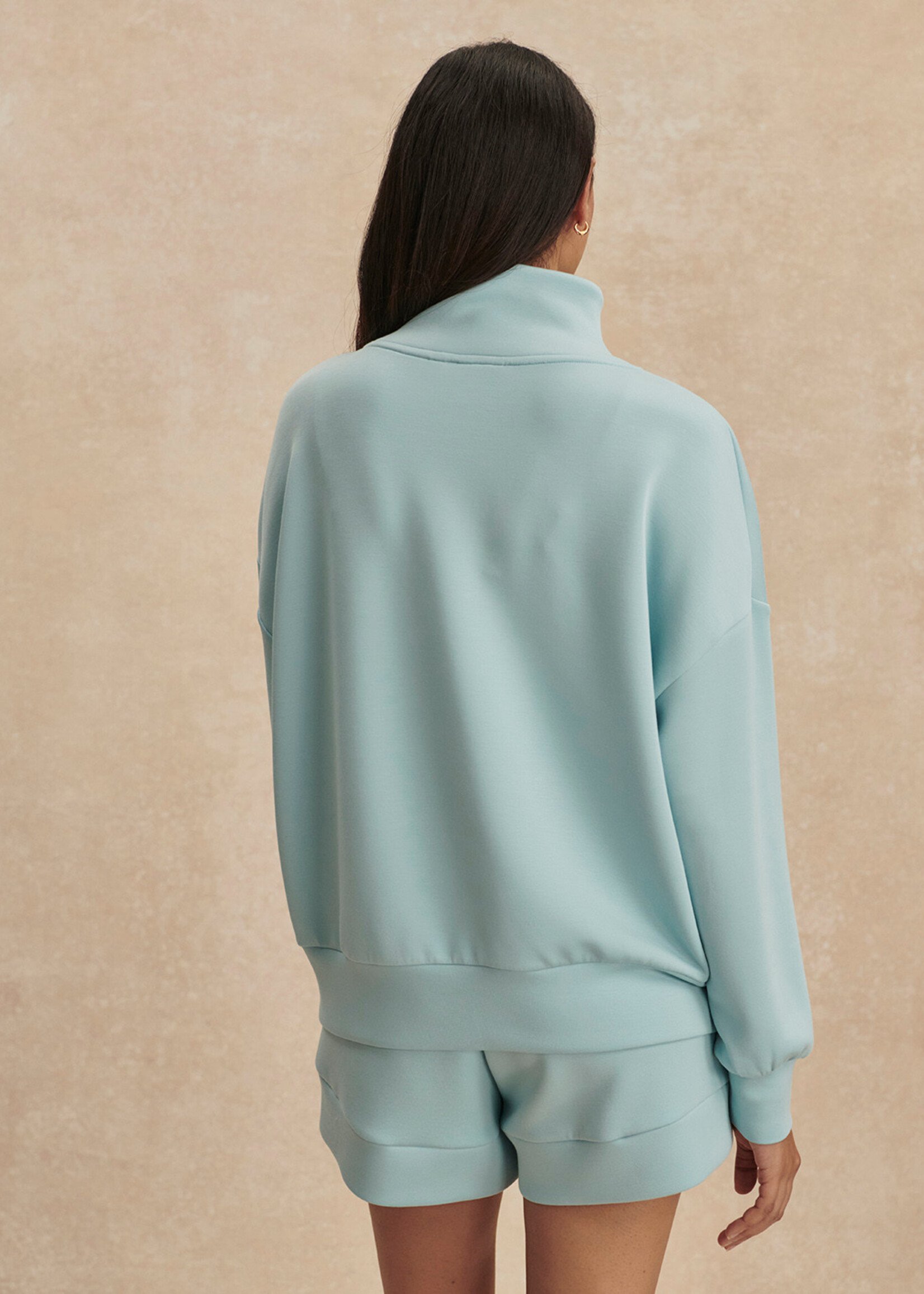Varley Hawley Half Zip Sweat Porcelain Blue