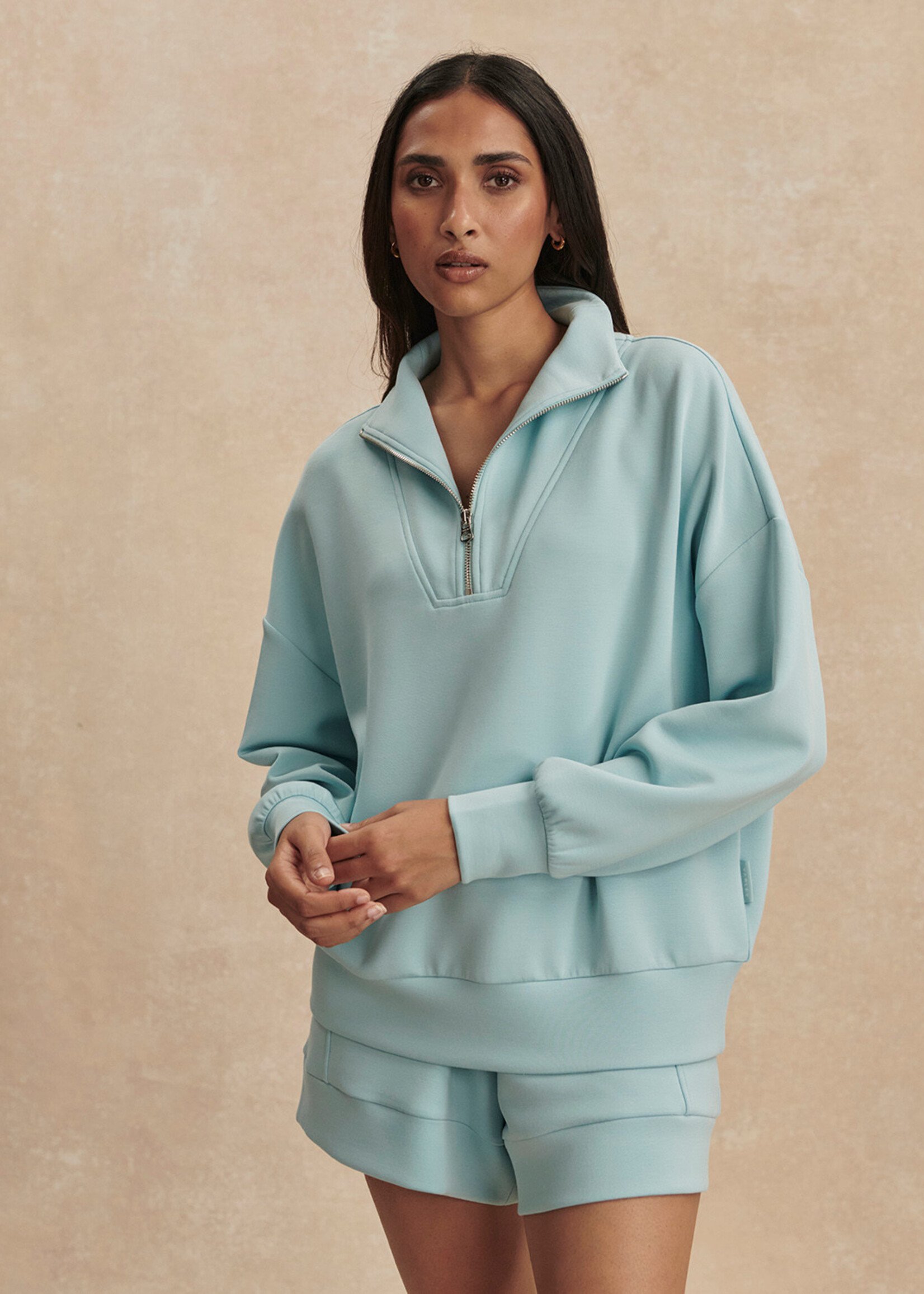 Varley Hawley Half Zip Sweat Porcelain Blue