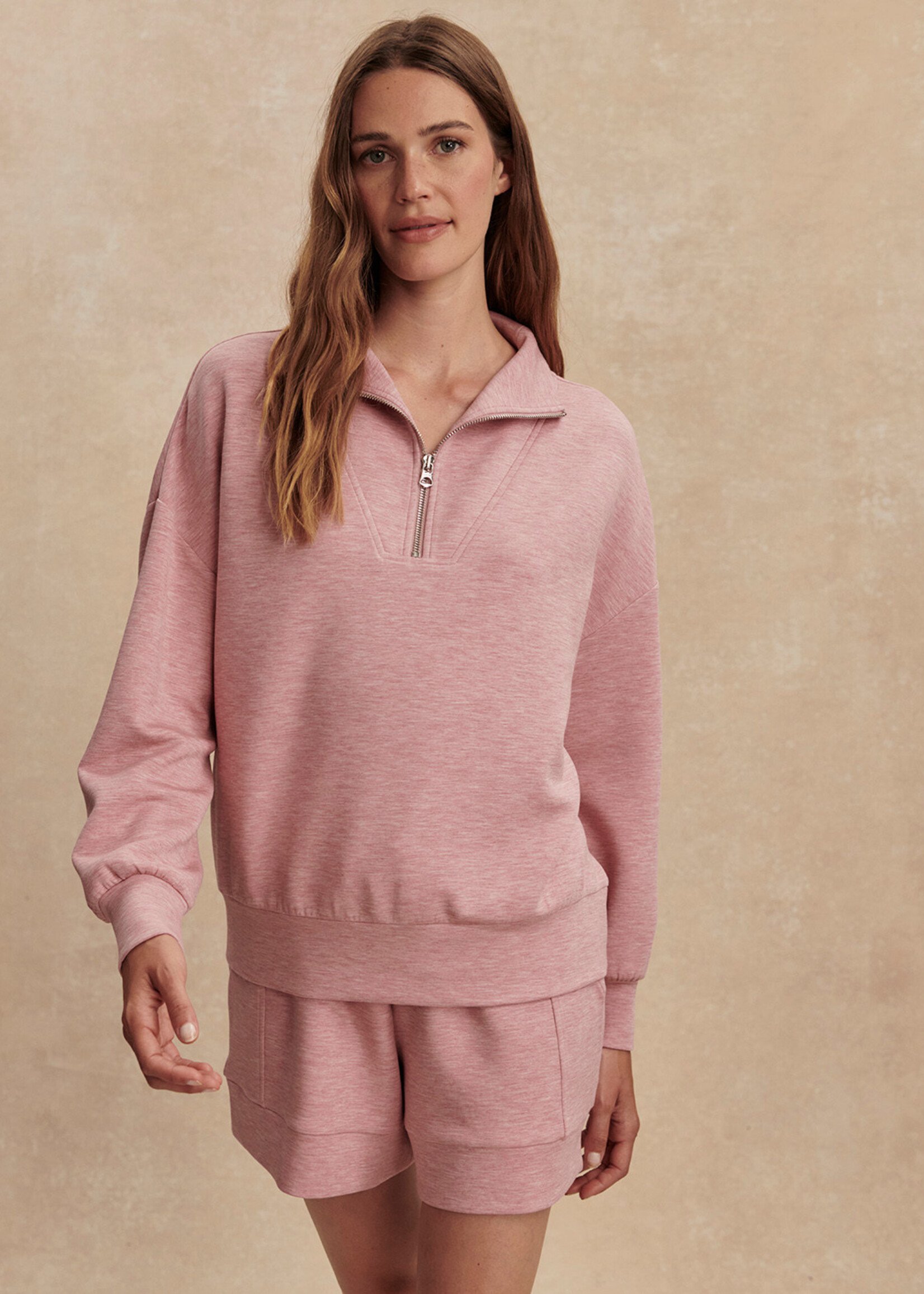 Varley Hawley Half Zip Sweat Rose Marl