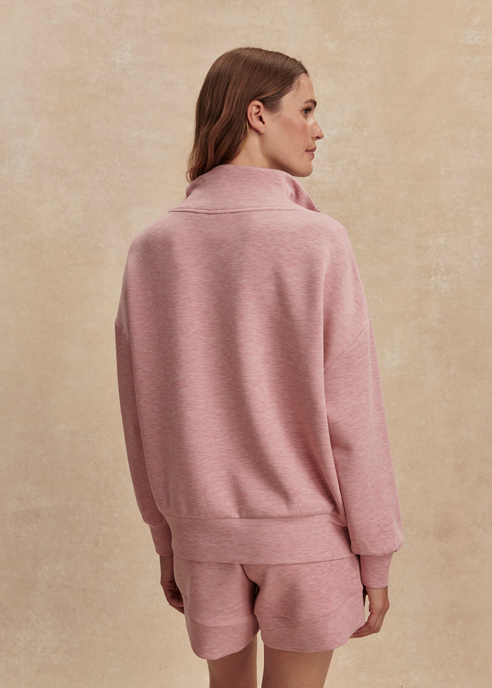 Varley Hawley Half Zip Sweat Rose Marl