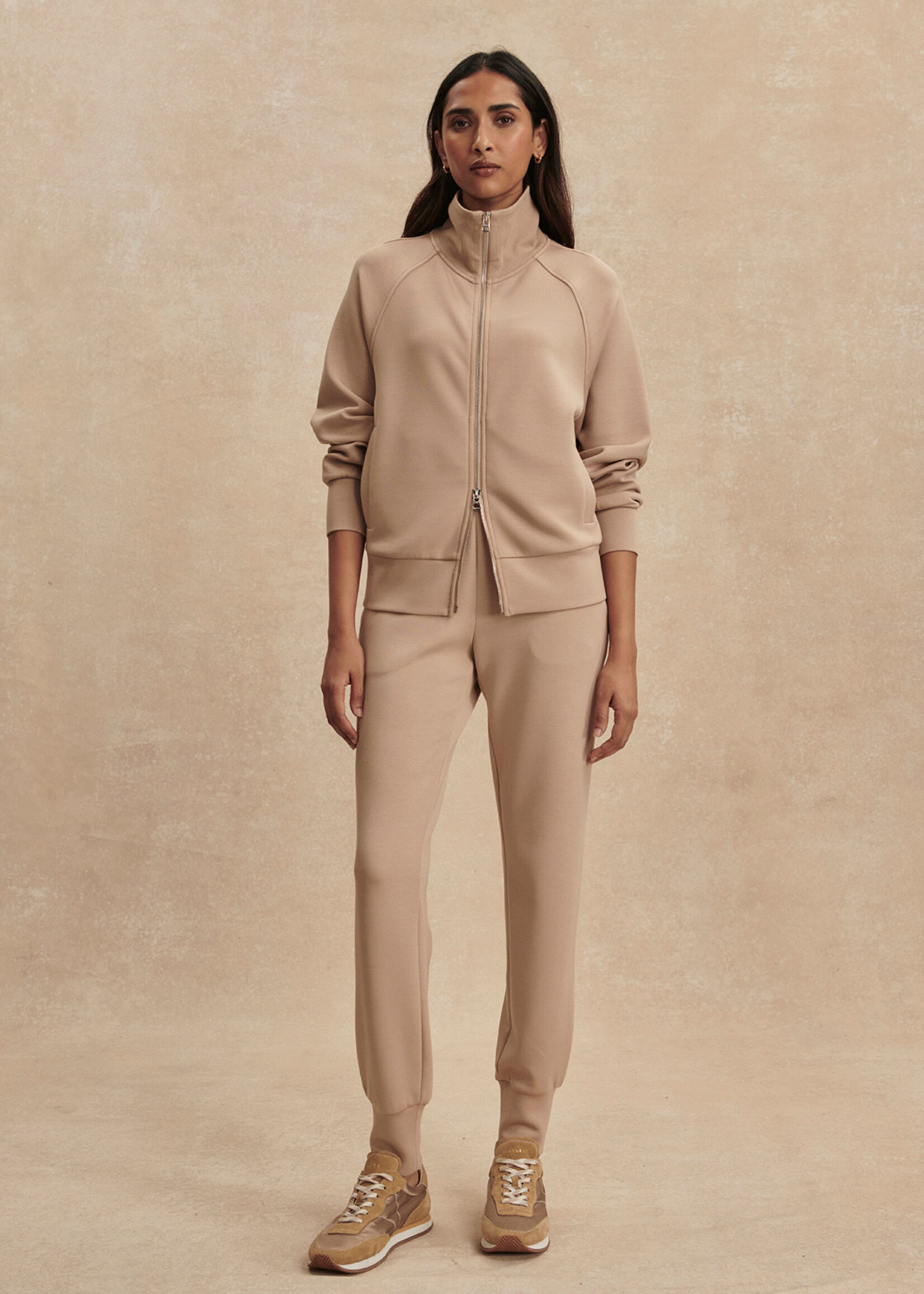 Varley Tyde Zip Through Sweat Light Taupe