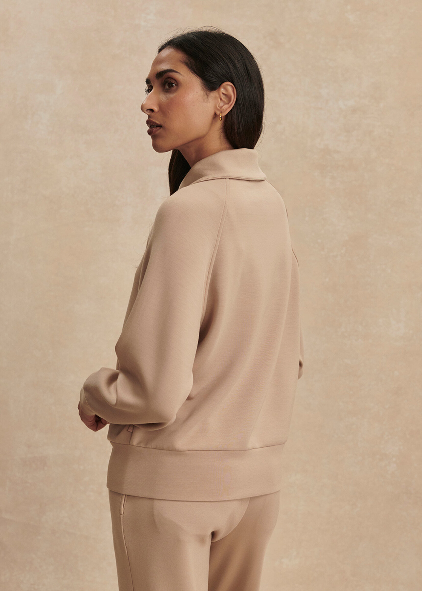 Varley Tyde Zip Through Sweat Light Taupe