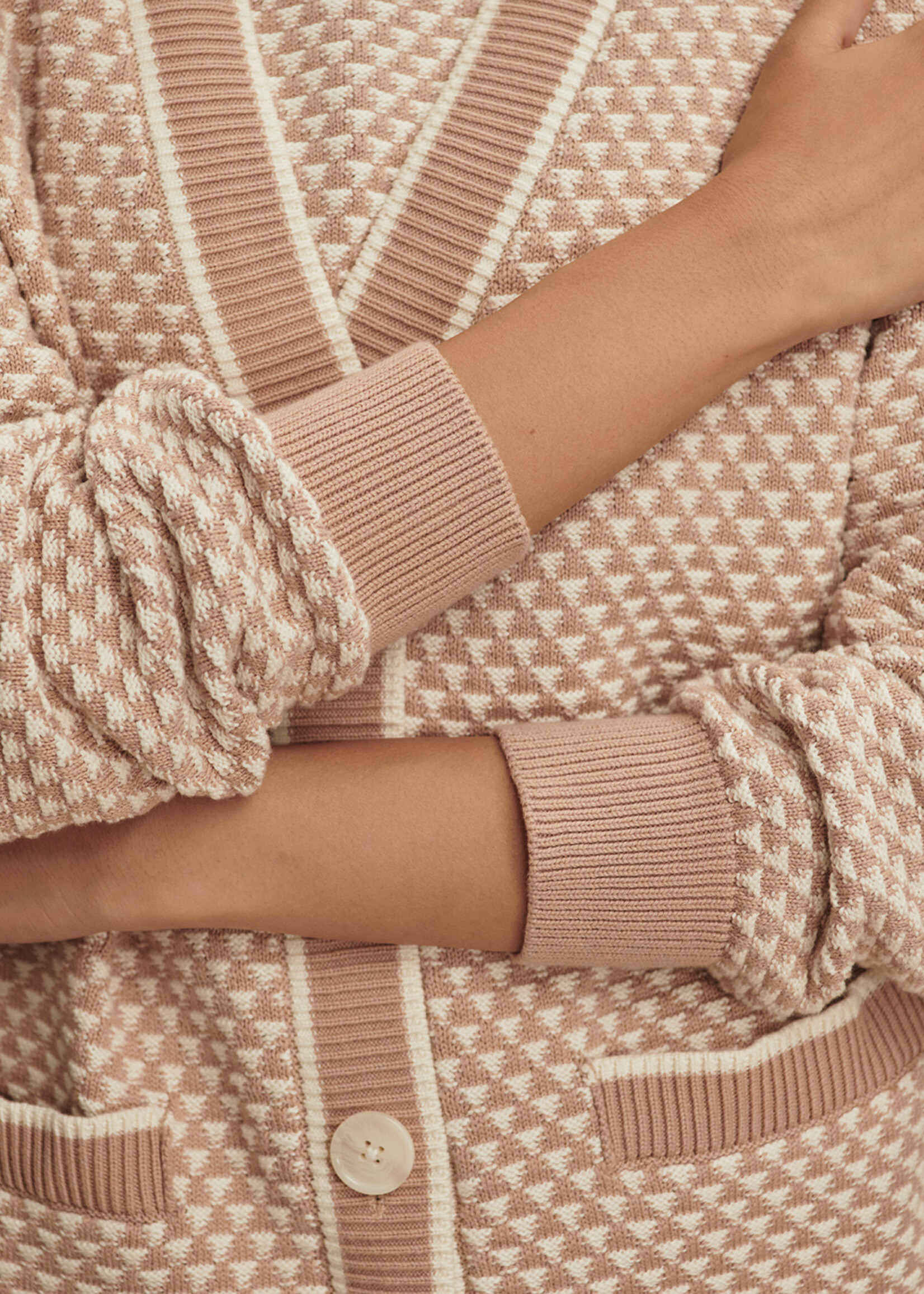 Varley Tarran Stitch Knit Cardigan Light Taupe