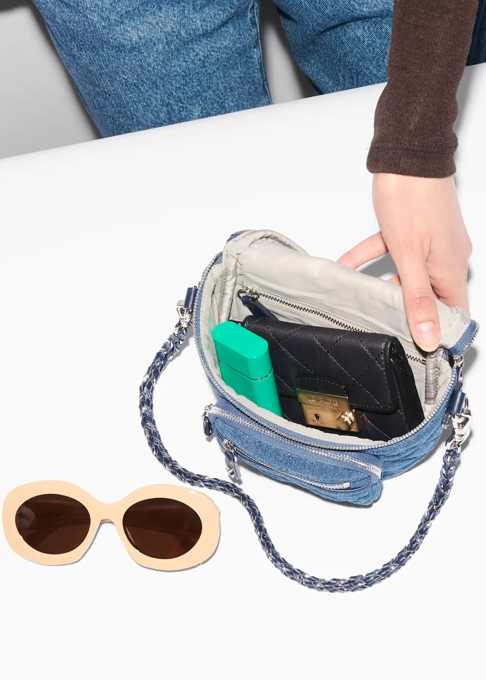 MZ Wallace Micro Crosby Sling True Blue Denim