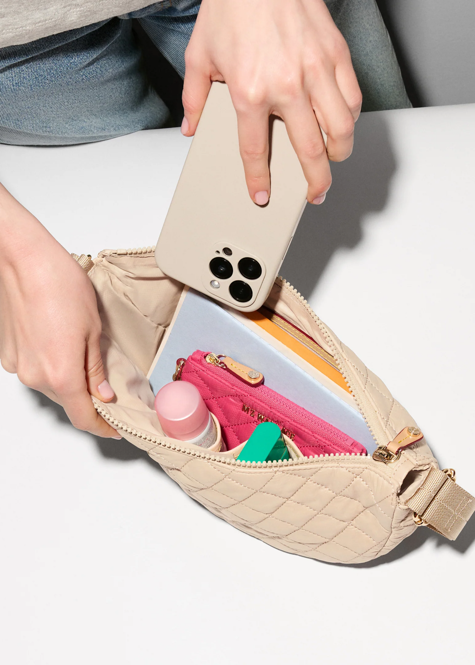 MZ Wallace Sand Small Metro Smile Bag