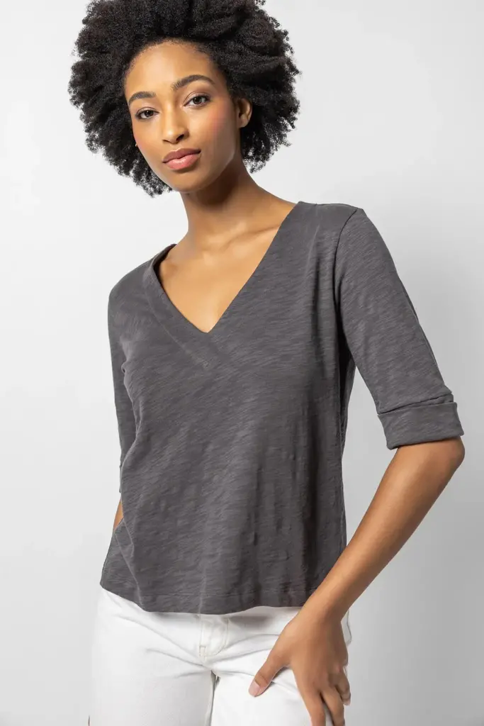 Lilla P *Cuffed Elbow V-Neck