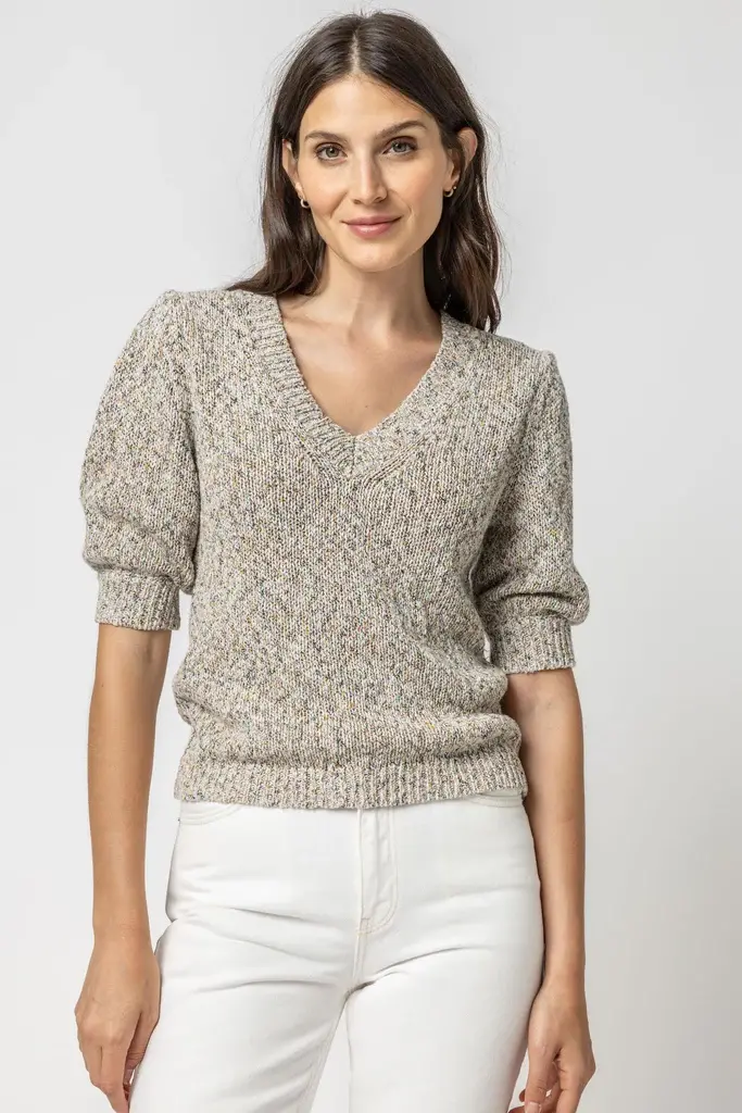 Lilla P *Elbow Sleeve V-Neck Sweater