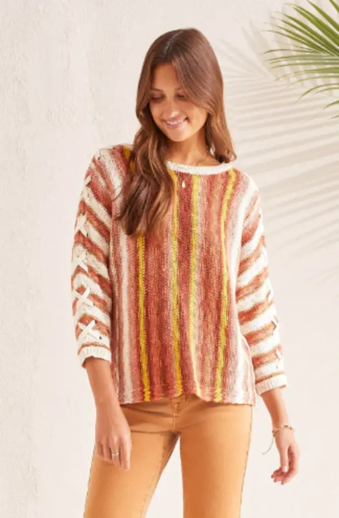 Tribal 3/4 Sleeve Boat Neck