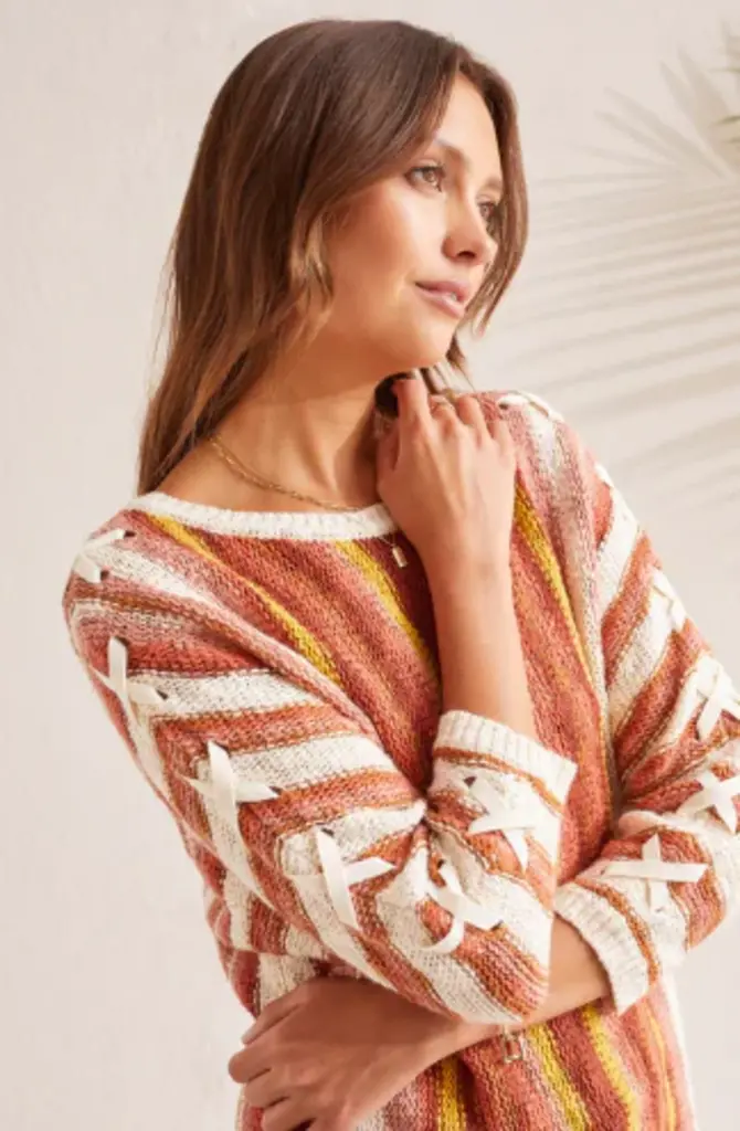 Tribal 3/4 Sleeve Boat Neck