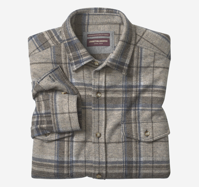 Johnston & Murphy Brushed Button-Front Shirt