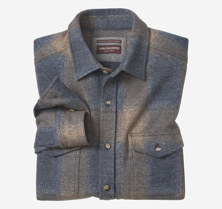 Johnston & Murphy Brushed Button-Front Shirt