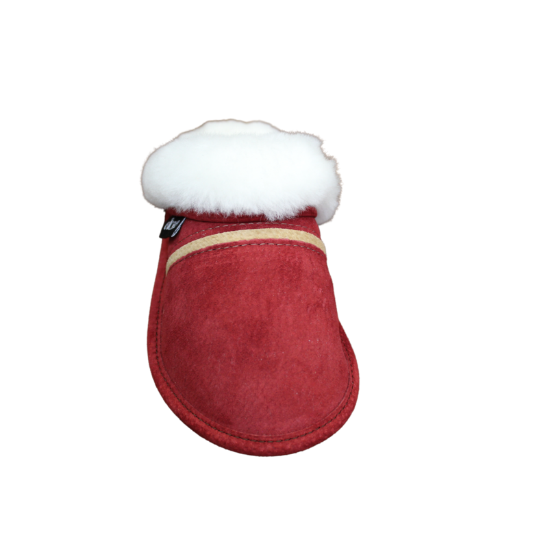 OPCH OPCH 220 Women's Mule Slippers - Luxurious Comfort in Red Suede and Sheepskin