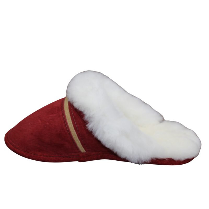OPCH OPCH 220 Women's Mule Slippers - Luxurious Comfort in Red Suede and Sheepskin