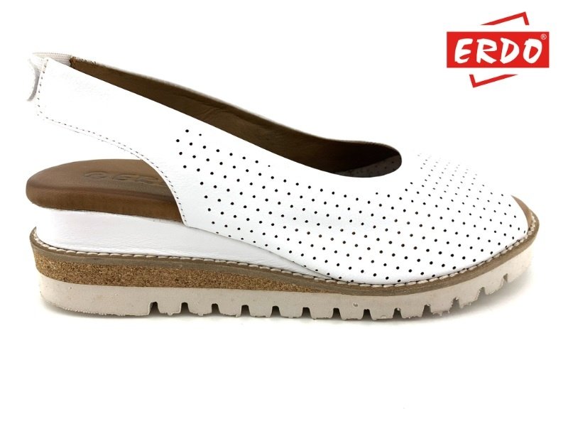 Sandales élégantes Erdo pour femme en cuir perforé blanc - Confort et style pour vos soirées d'été