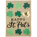 Carson "Golden Shamrock" Double Applique Garden Flag