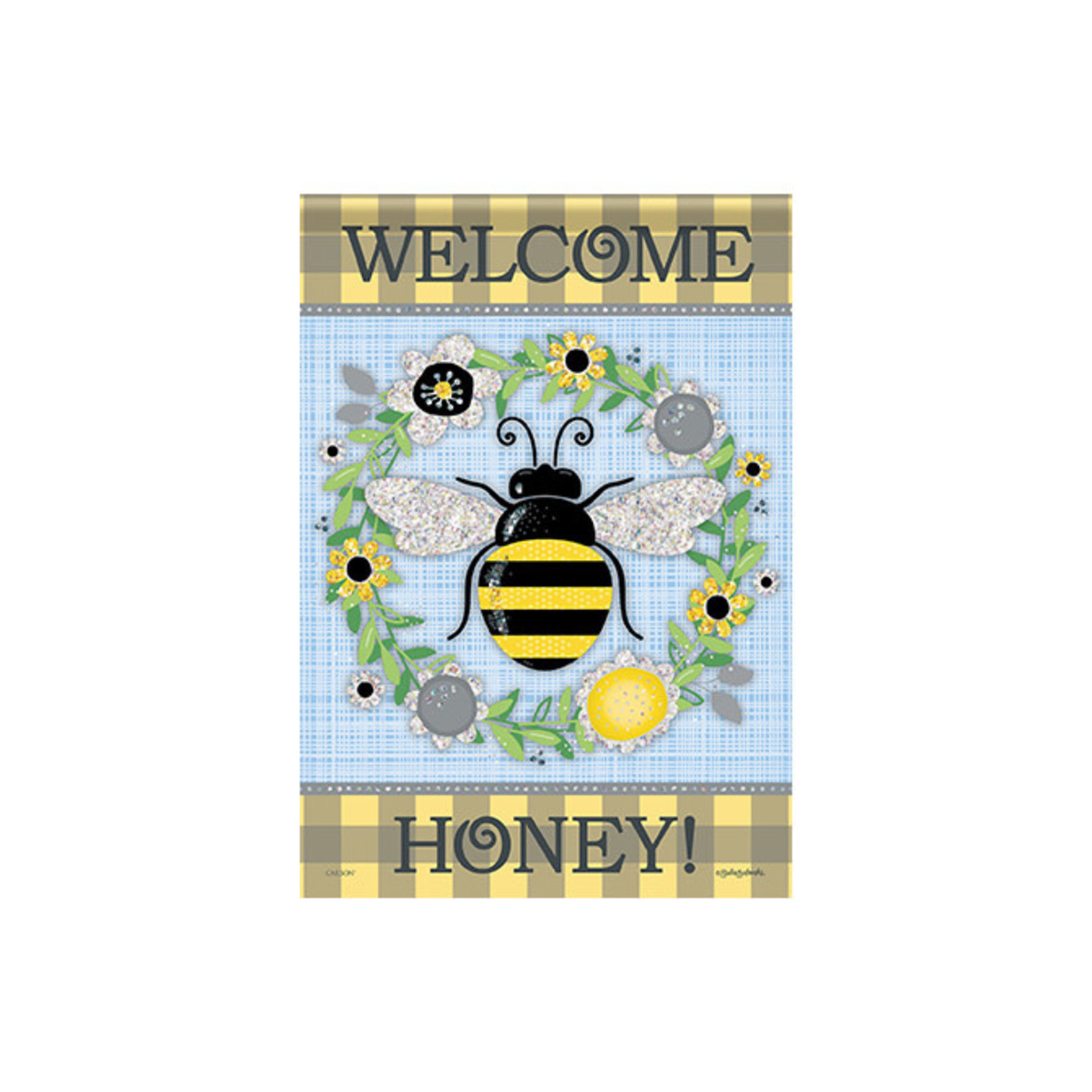 Carson GlitterTrends™ "Bee Wreath" Garden Dura Soft™ Flag