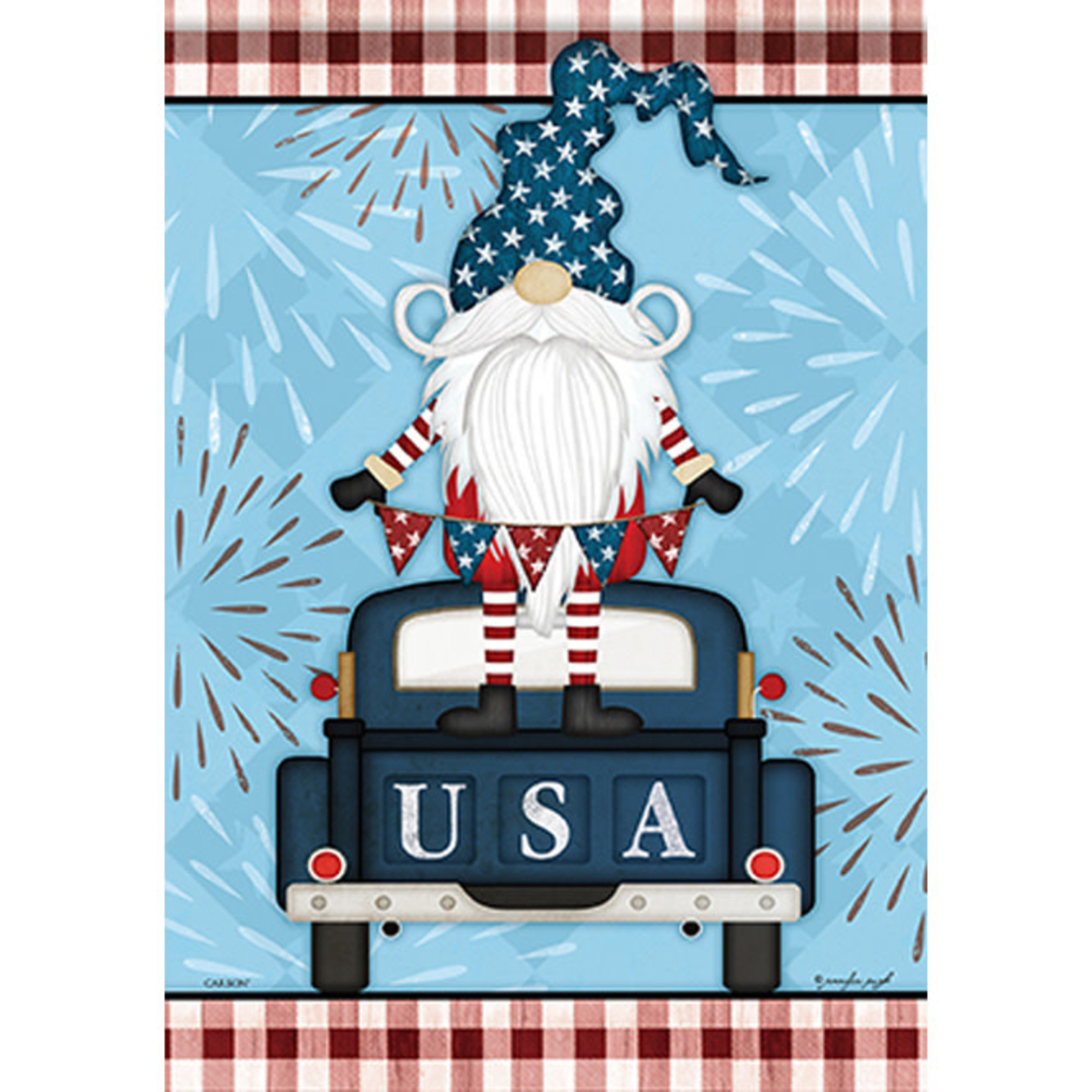 Carson GlitterTrends™ "Patriotic Gnome" Garden Dura Soft™ Flag