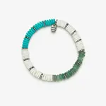 PURAVIDA PURAVIDA CARMEL MIXED BEAD STRETCH BRACLET: SILVER